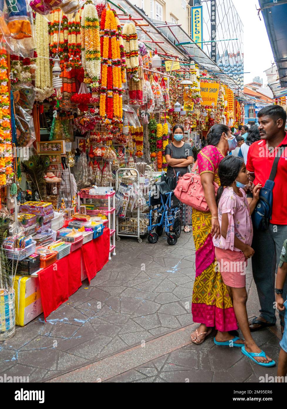 Shopping auf Märkten in Little India Singapur Stockfoto