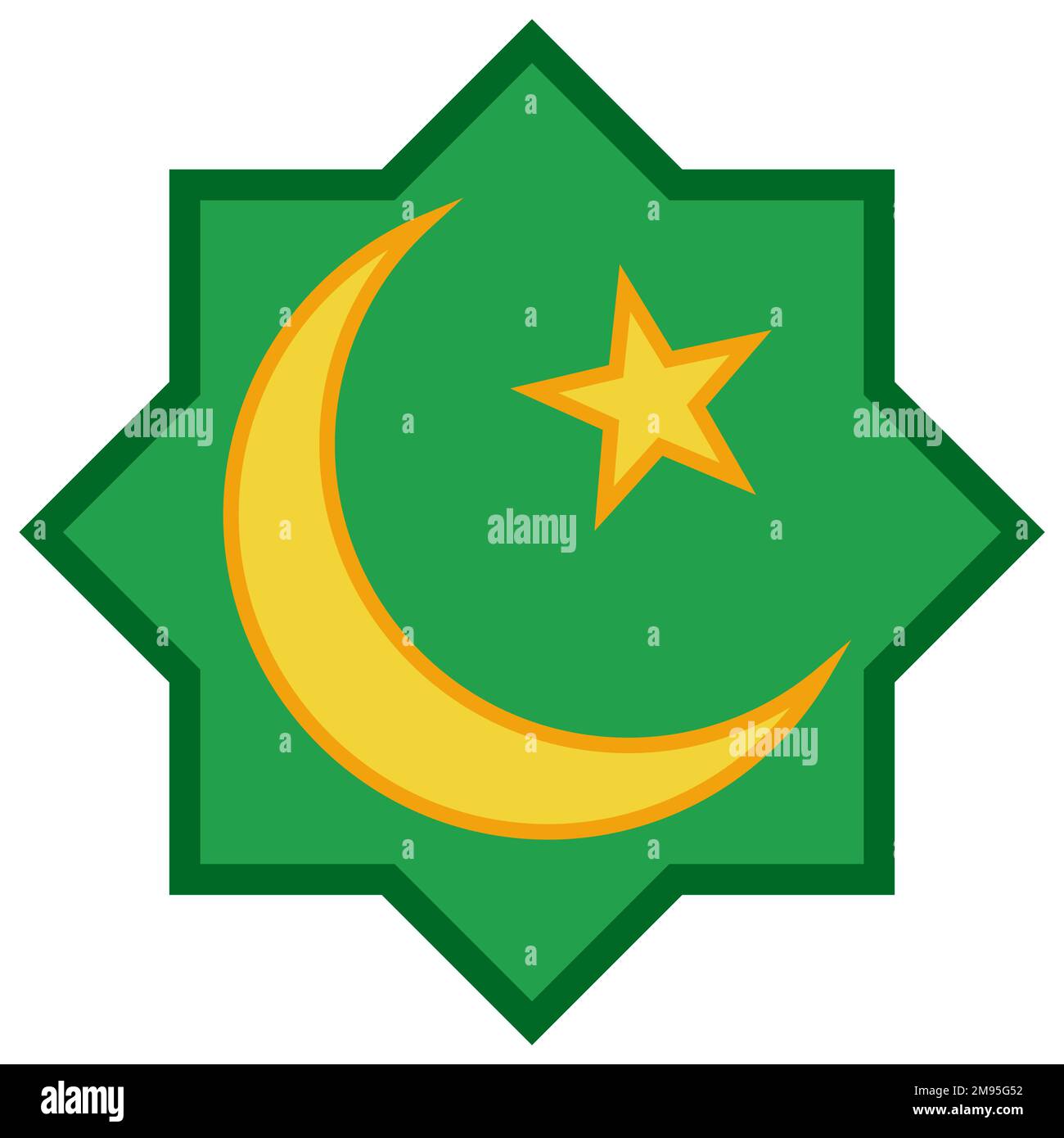 Icon islam ramadan, Moschee mit Mondsilhouette, muslimisches Gebetslogo kaaba Stock Vektor