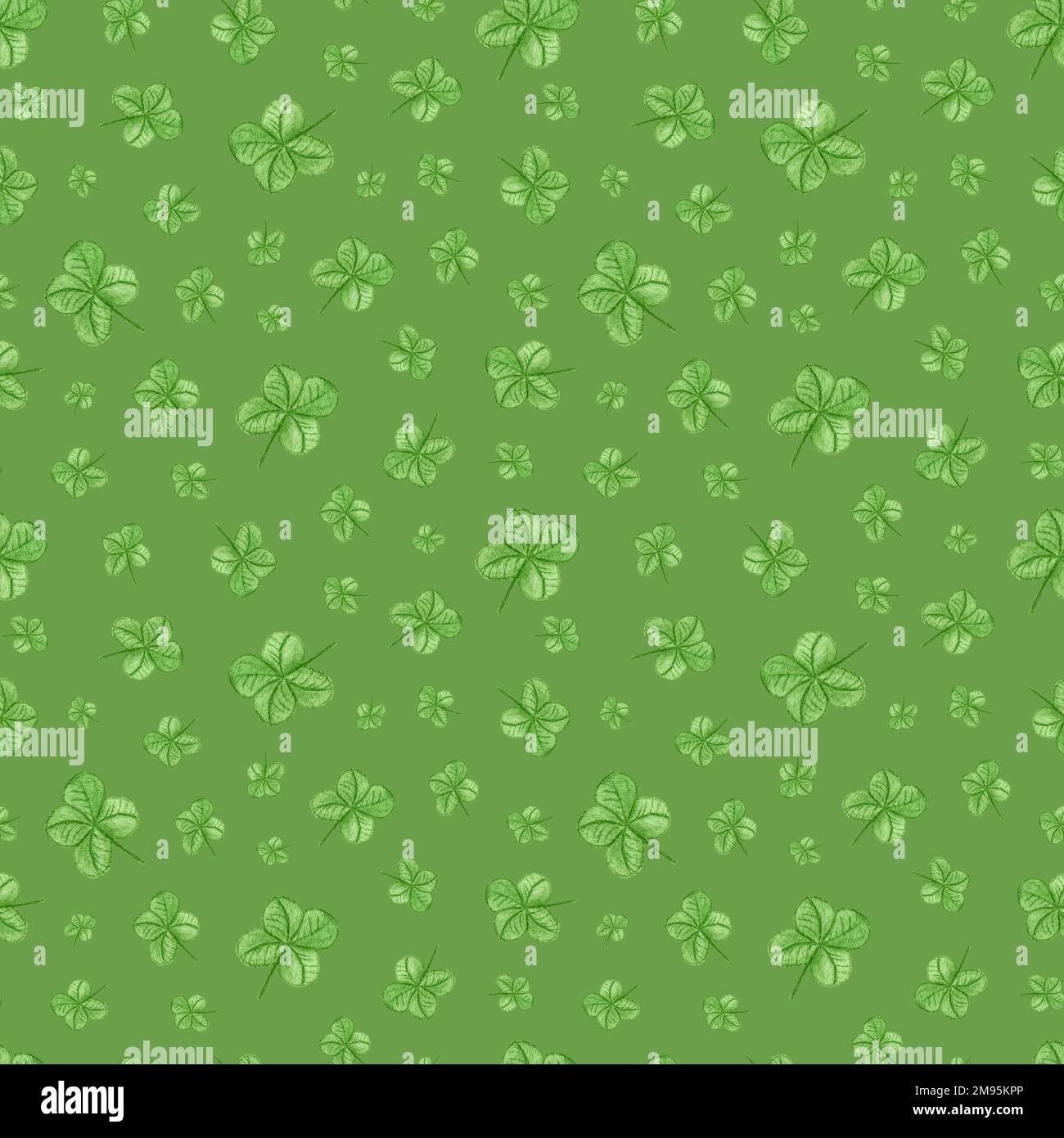 Nahtloses Aquarell-Muster mit Clover for St. Patricks Tag. Hintergrund für Karten und Banner Stockfoto