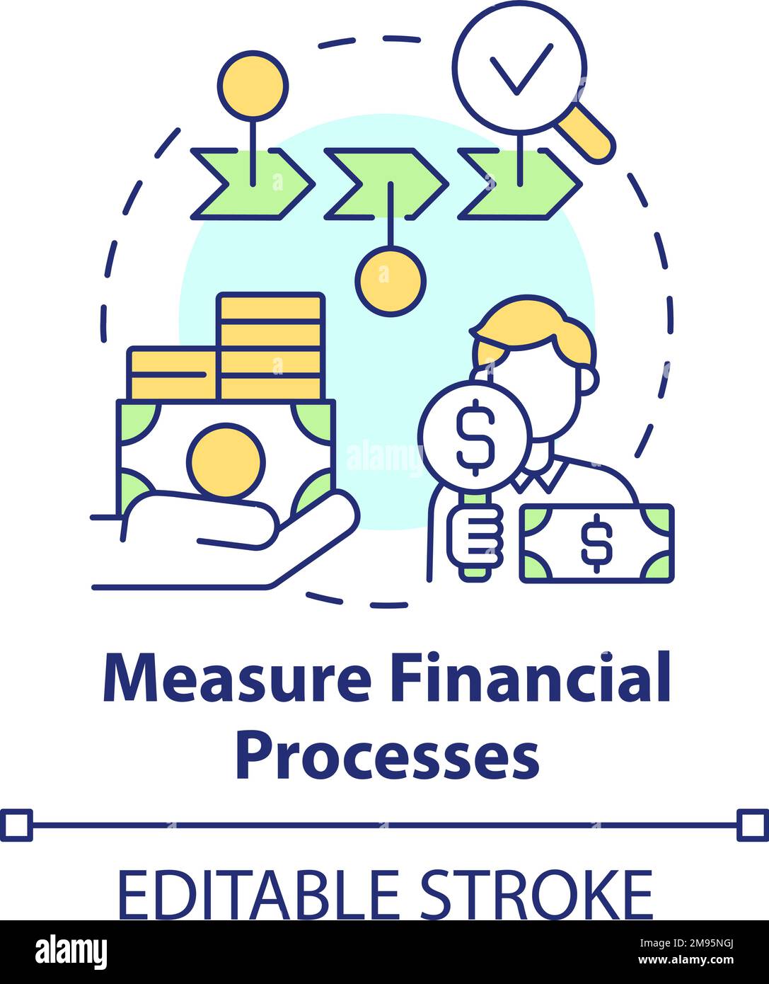 Symbol für das Konzept „Finanzprozesse messen“ Stock Vektor