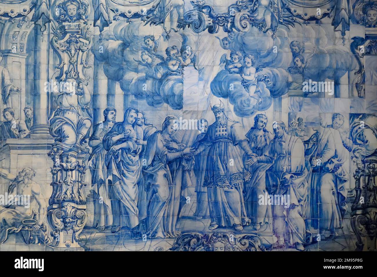 Maria von der Empfängnis Eremitage, Wand mit Azulejos bedeckt, Loule, Faro Bezirk, Algarve, Portugal Stockfoto