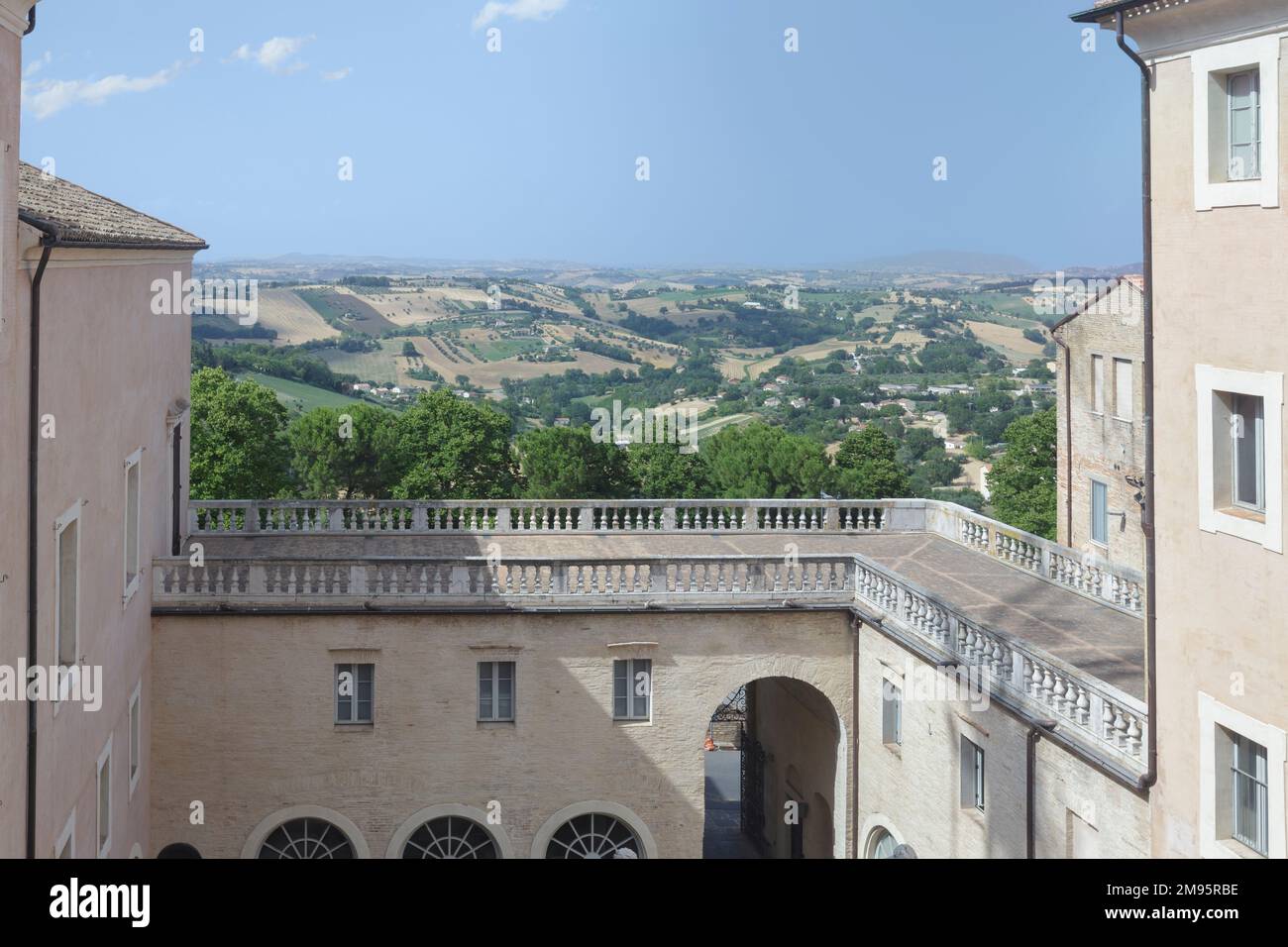 Blick vom musei civici di palazzo Buonaccorsi, Macerata, Italien Stockfoto