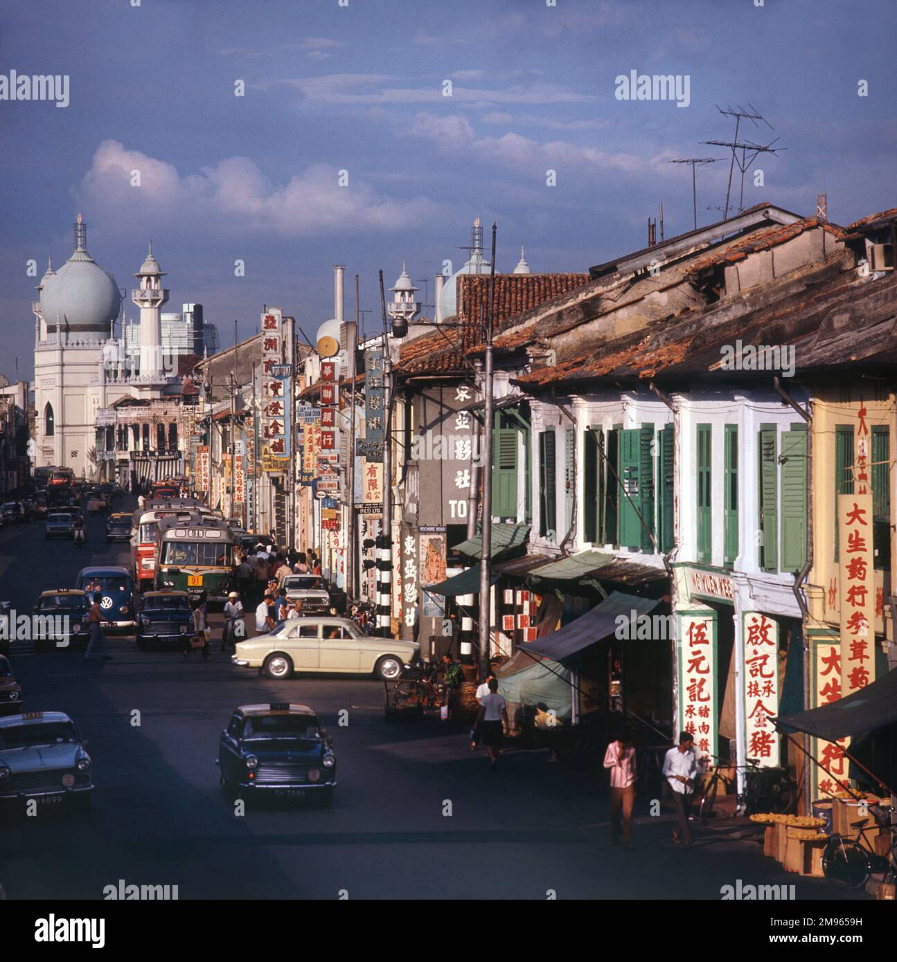 Szene in der North Bridge Road. Stockfoto