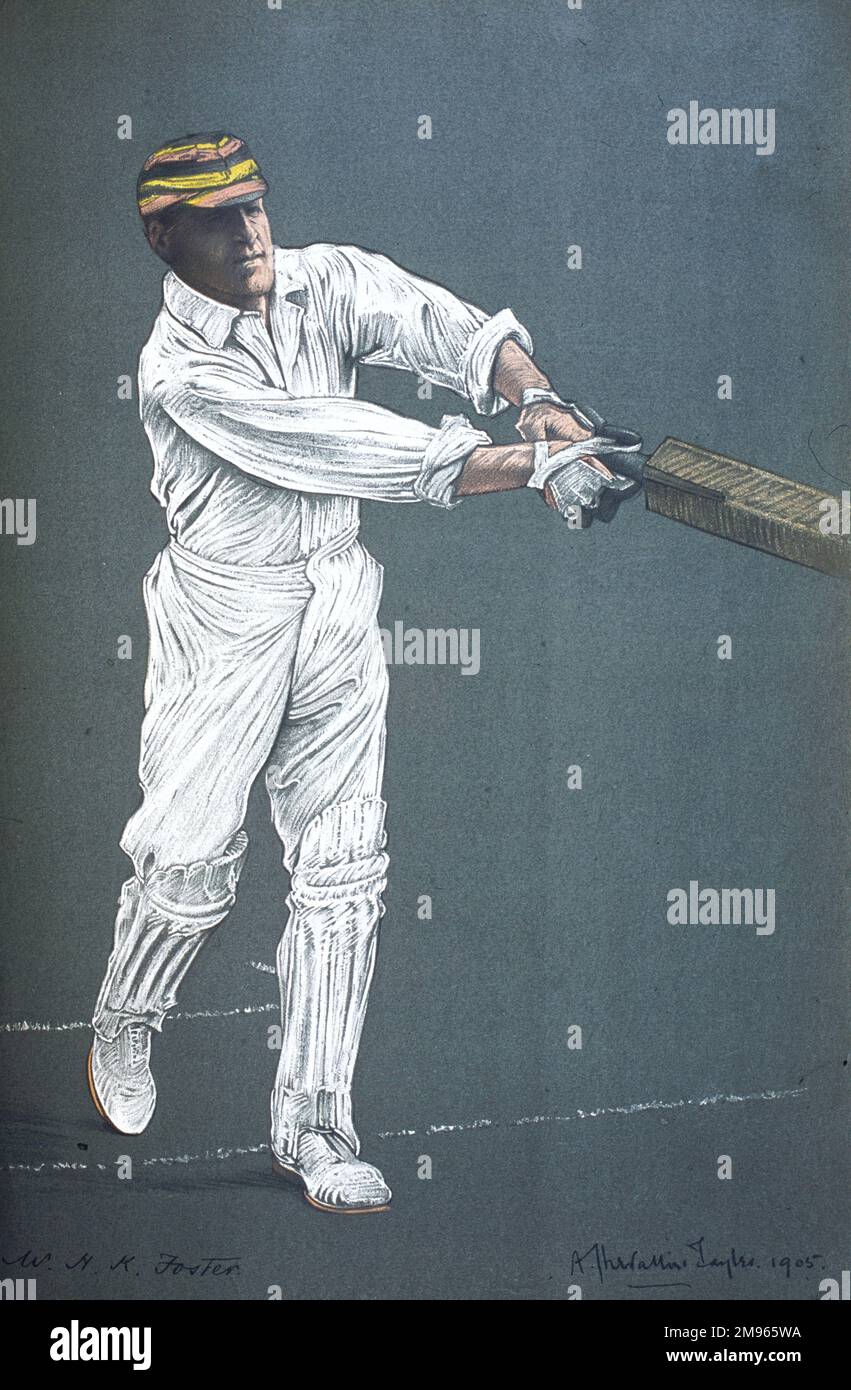 H K Foster - Worcestershire Cricketer - der, wie so viele seiner Zeitgenossen, auch in anderen Sportarten, in Fosters Case Racquets, als Champion Amateur 1894-1900 ausgezeichnet war Stockfoto