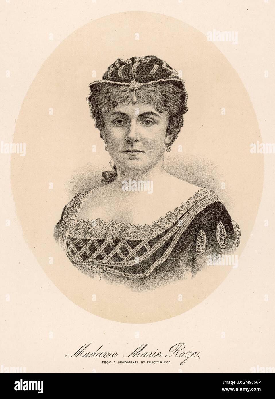 MARY ROZE Madame Marie Roze, französische Schauspielerin und Sängerin in Theaterkostüm. Stockfoto