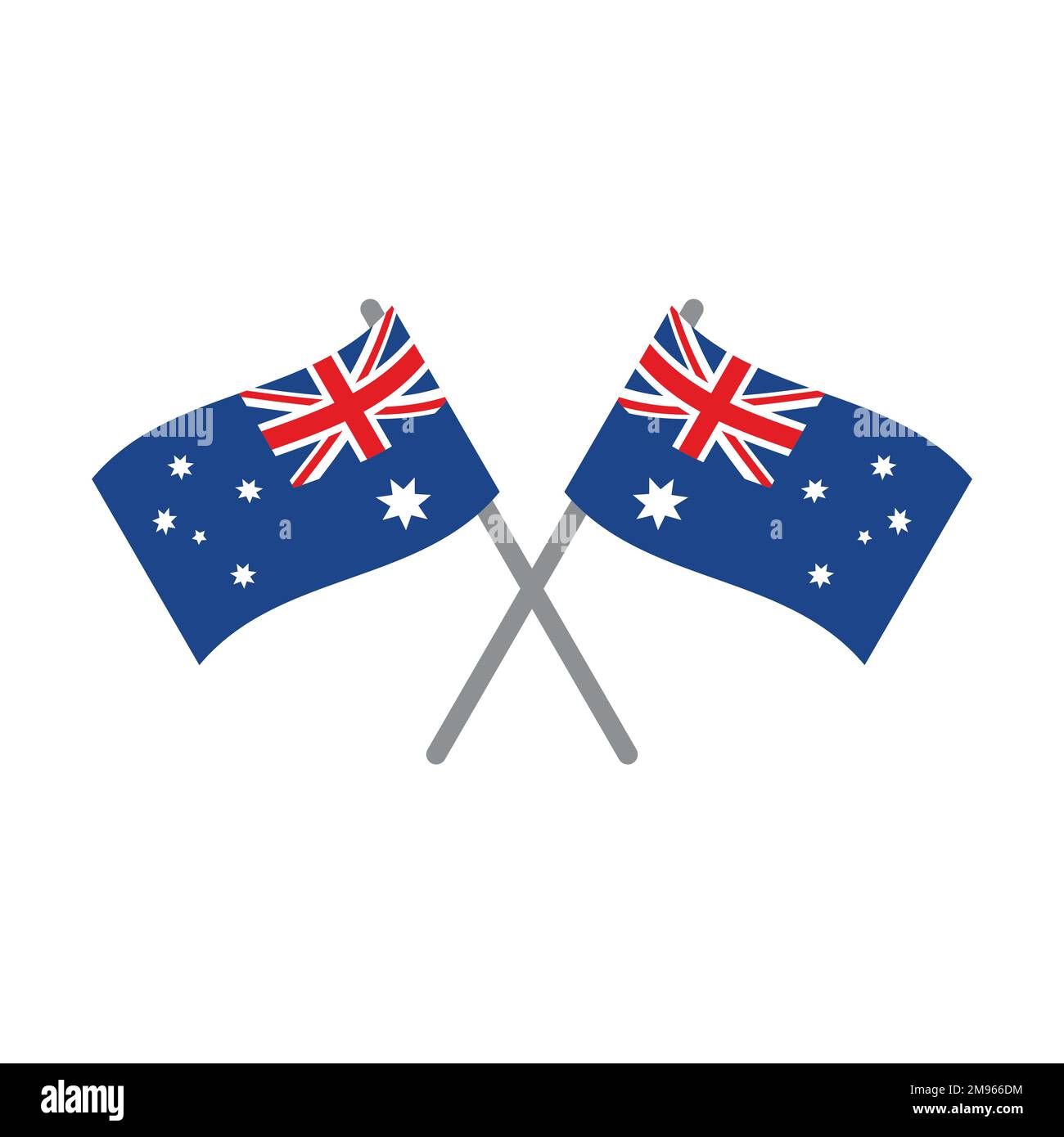 Vector Flat hat die australische Flagge gekreuzt, isoliert auf weißem Hintergrund Stock Vektor