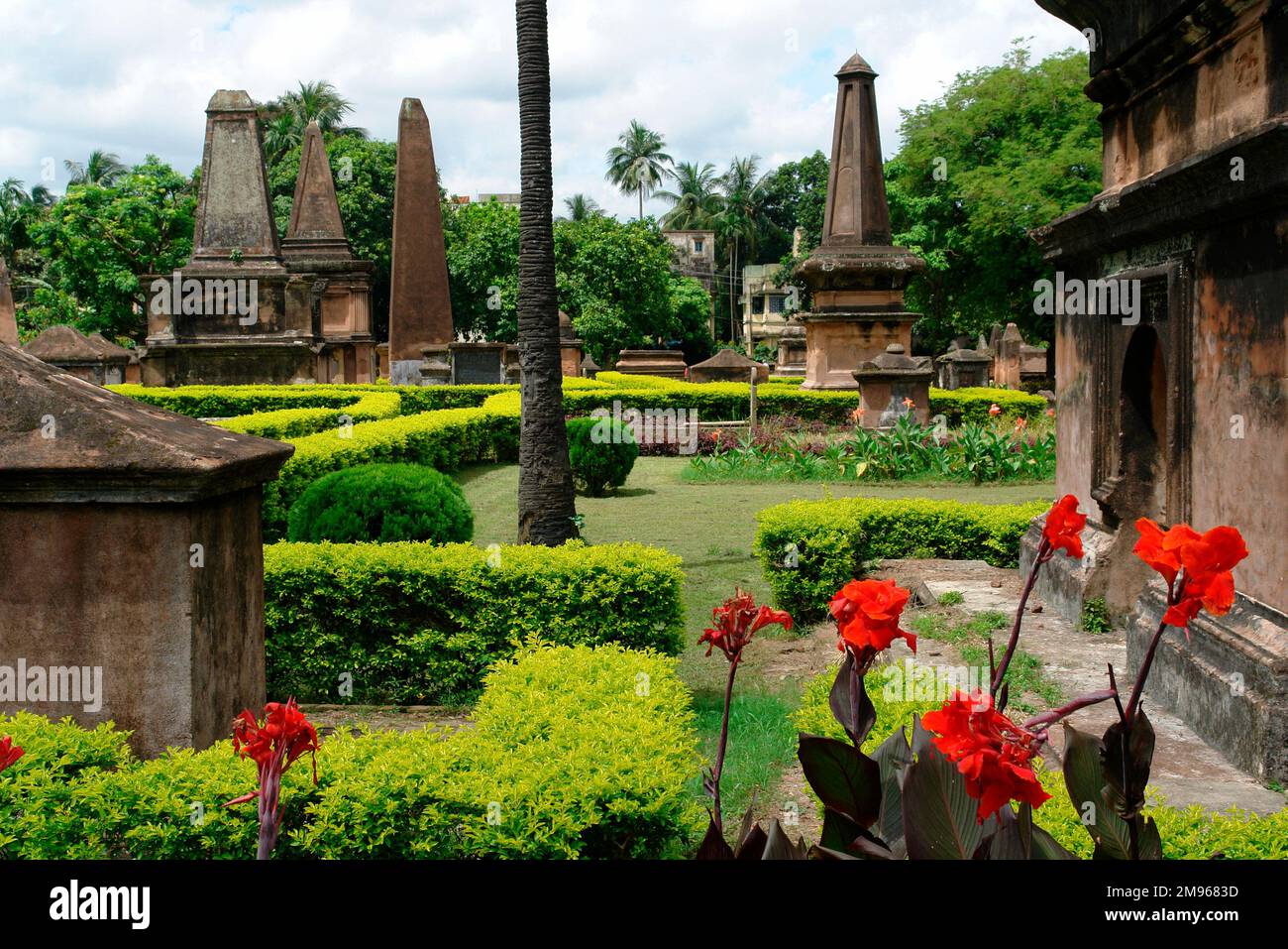 Blick auf den niederländischen Friedhof in Hugli-Chuchura (Hooghly-Chinsurah), Westbengalen, Indien. Stockfoto