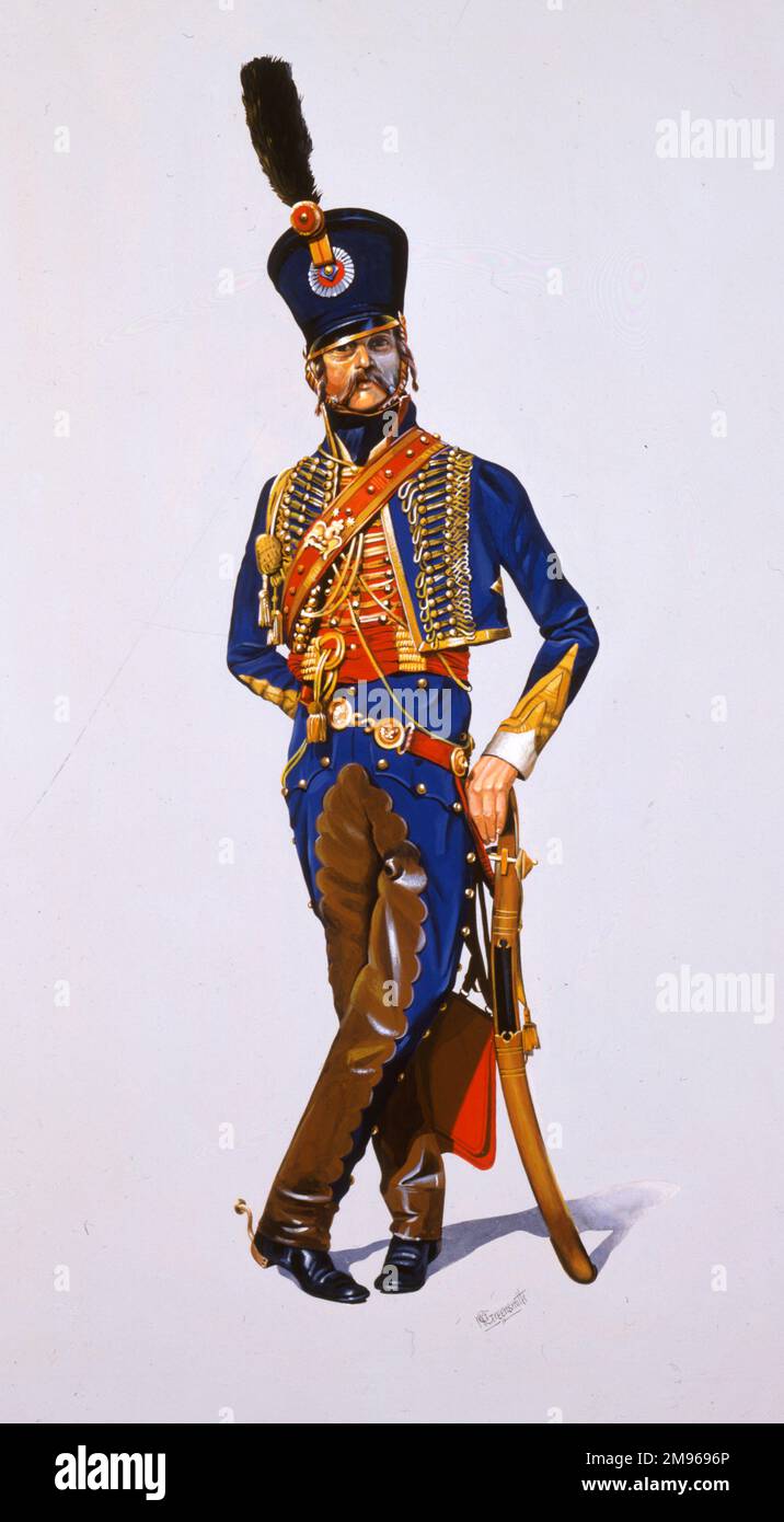 Französischer Offizier - Napoleonischer Hussar Stockfoto