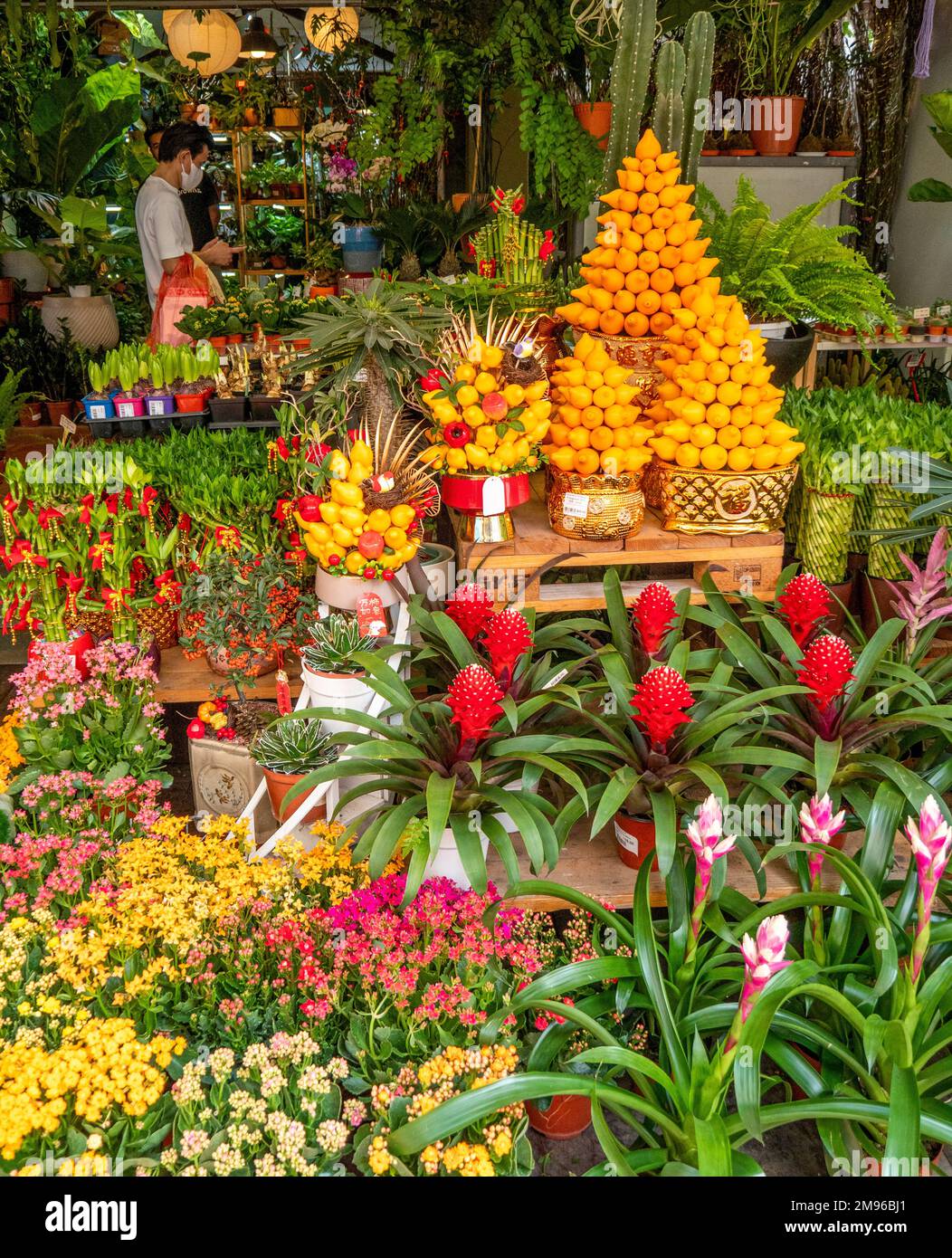 Blumenladen in Chinatown Singapur Stockfoto