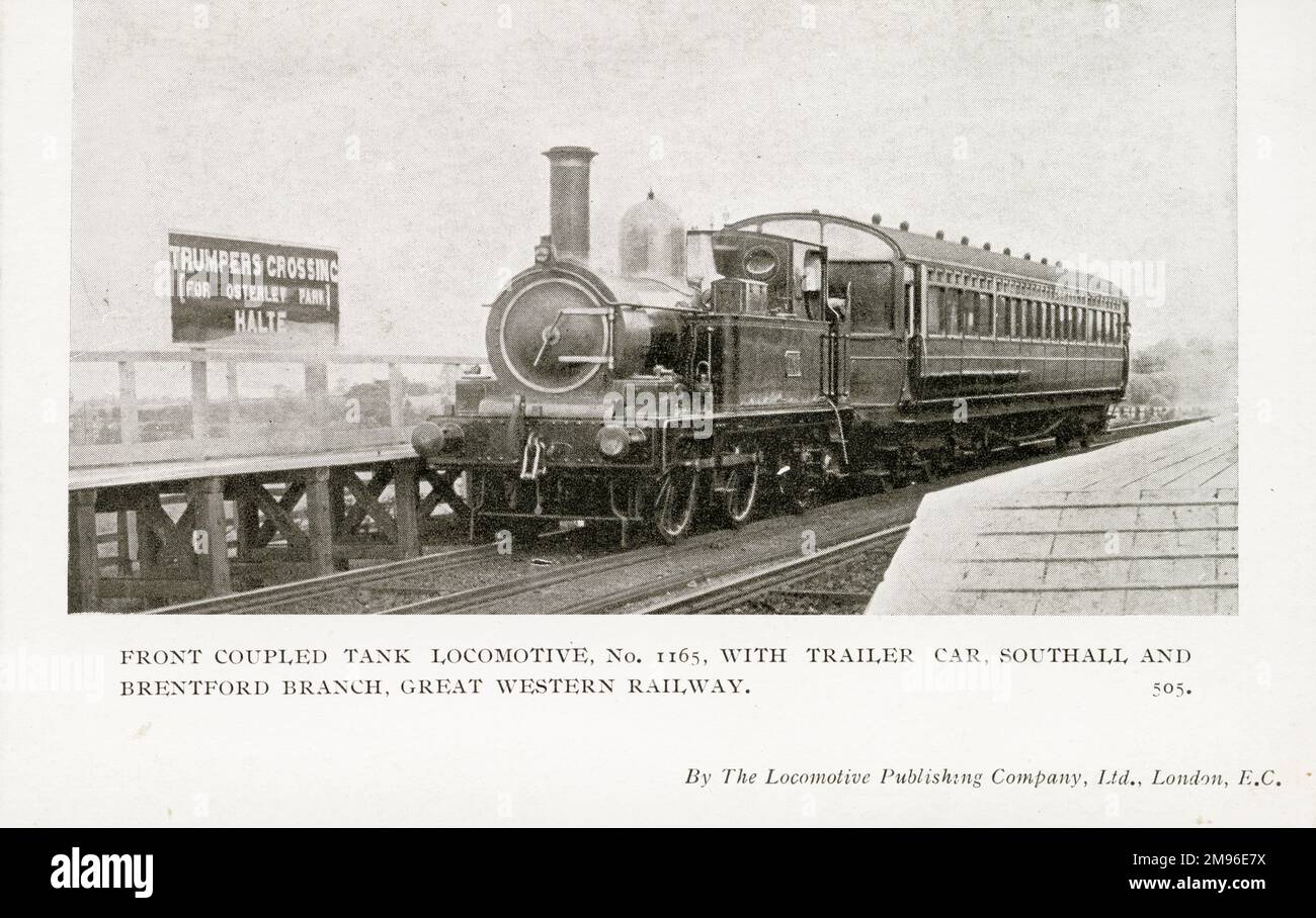 Vorne gekoppelte Tanklokomotive Nr. 1165, mit Anhänger, Southall und Brentford Branch Stockfoto