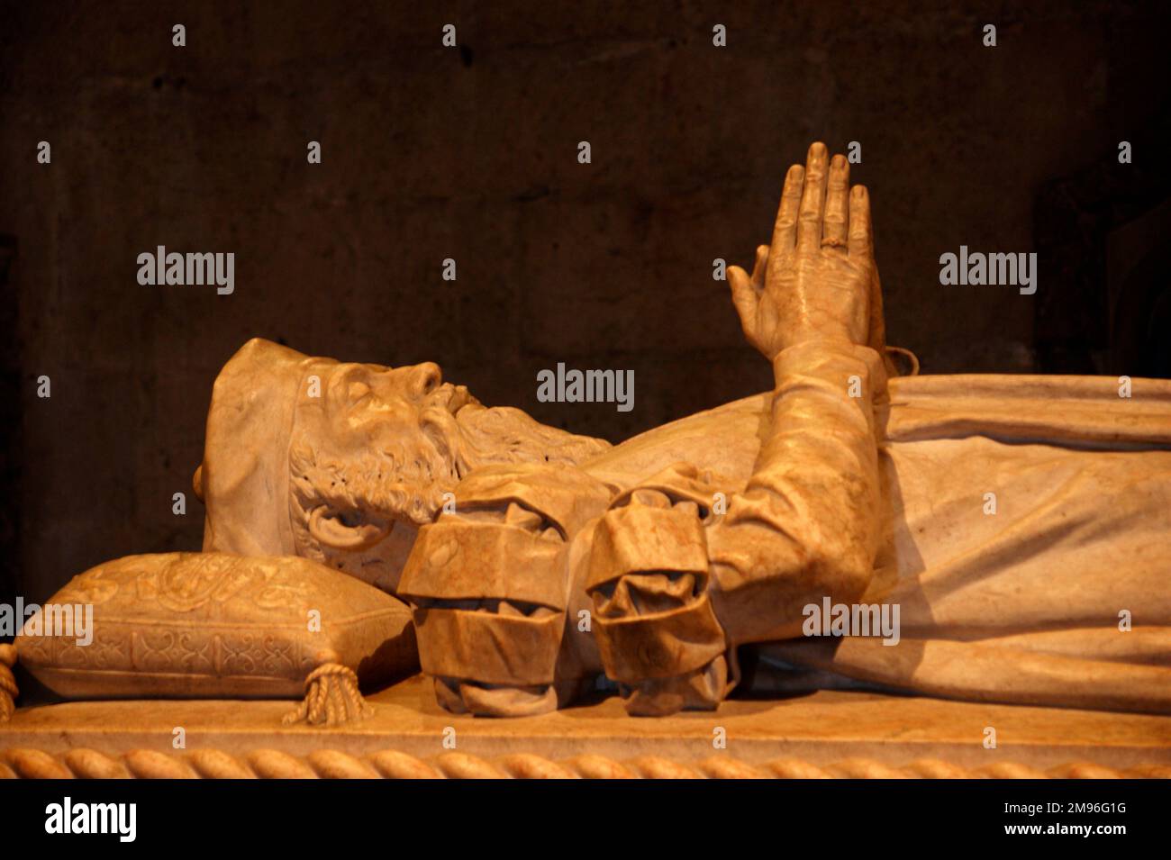 Sarkophag von Vasco da Gama in der Vasco da Gama Kathedrale, Belem, Lissabon, Portugal. Stockfoto