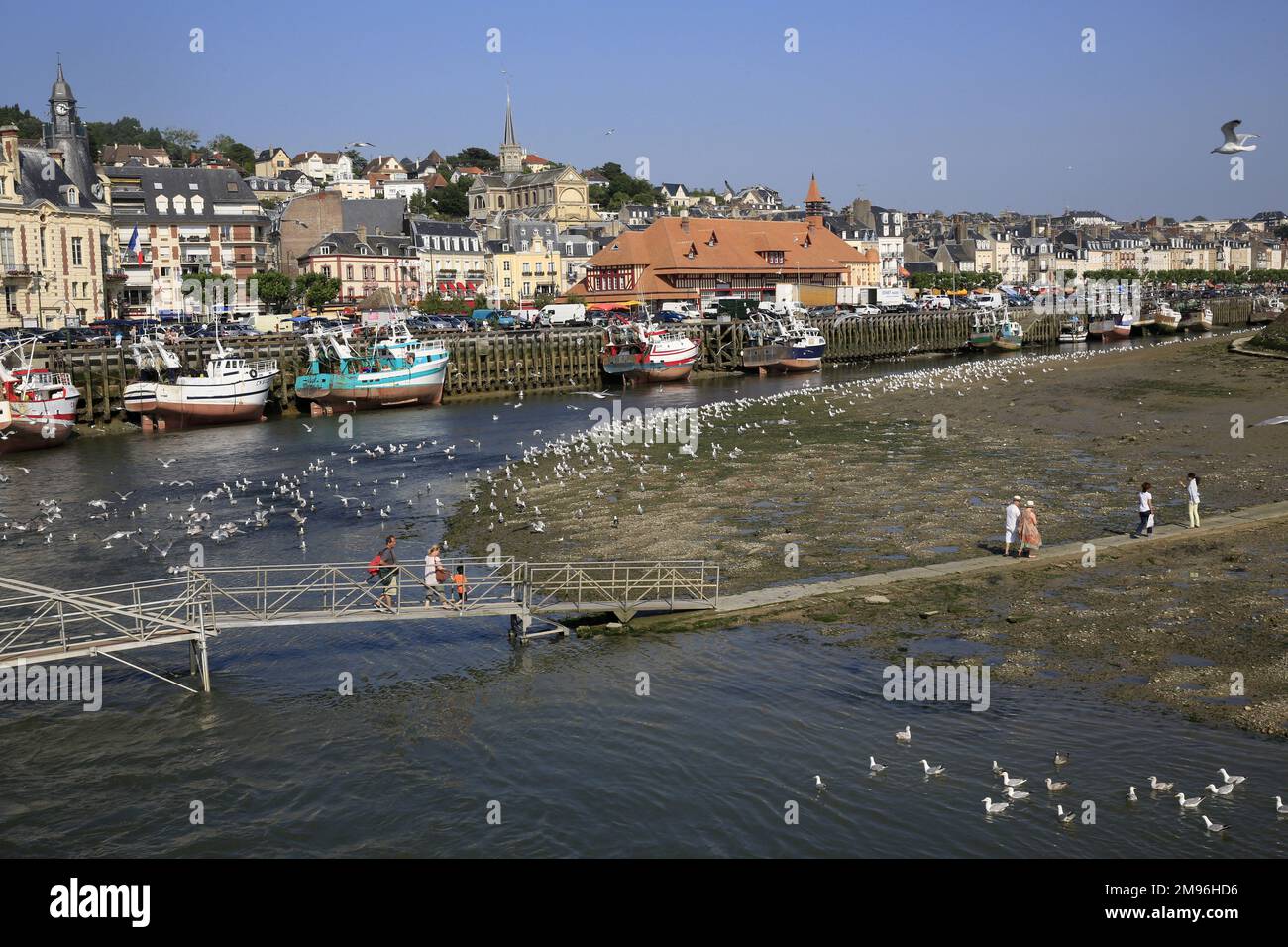 Port (Anschluss). Ebbe. Trouville-sur-Mer. Calvados. Basse-Normandie. Frankreich. Europa. Stockfoto