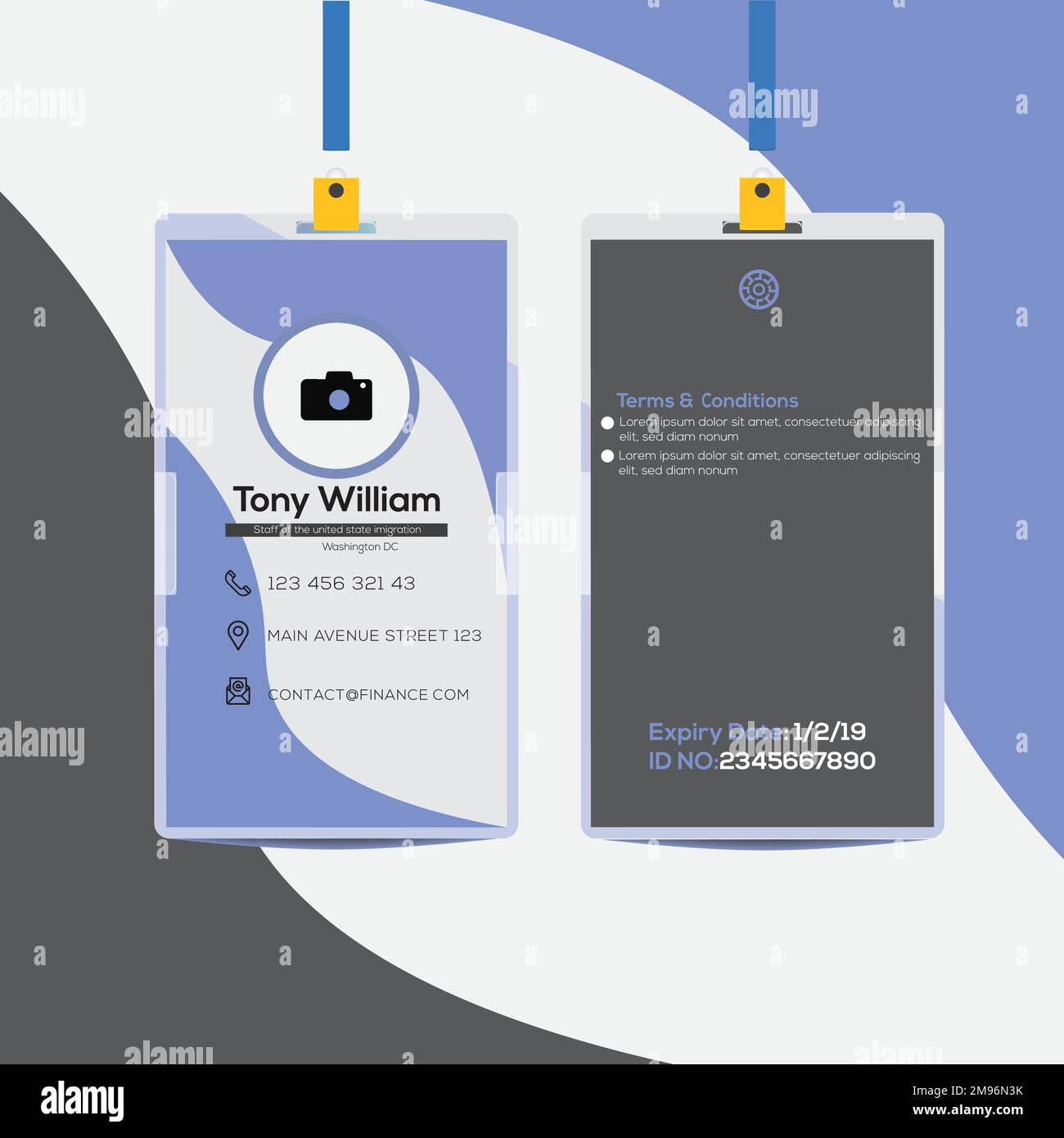 Designvorlage für ID-Karten. Corporate Business Personalausweis für Mitarbeiter Stock Vektor