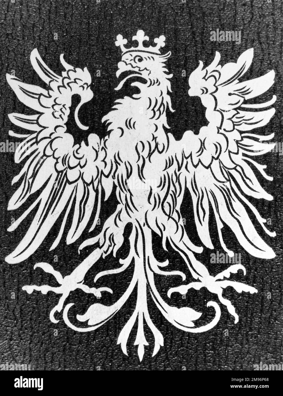 Das offizielle Wappen der deutschen Stadt Frankfurt - ein Adler mit Krone. Stockfoto