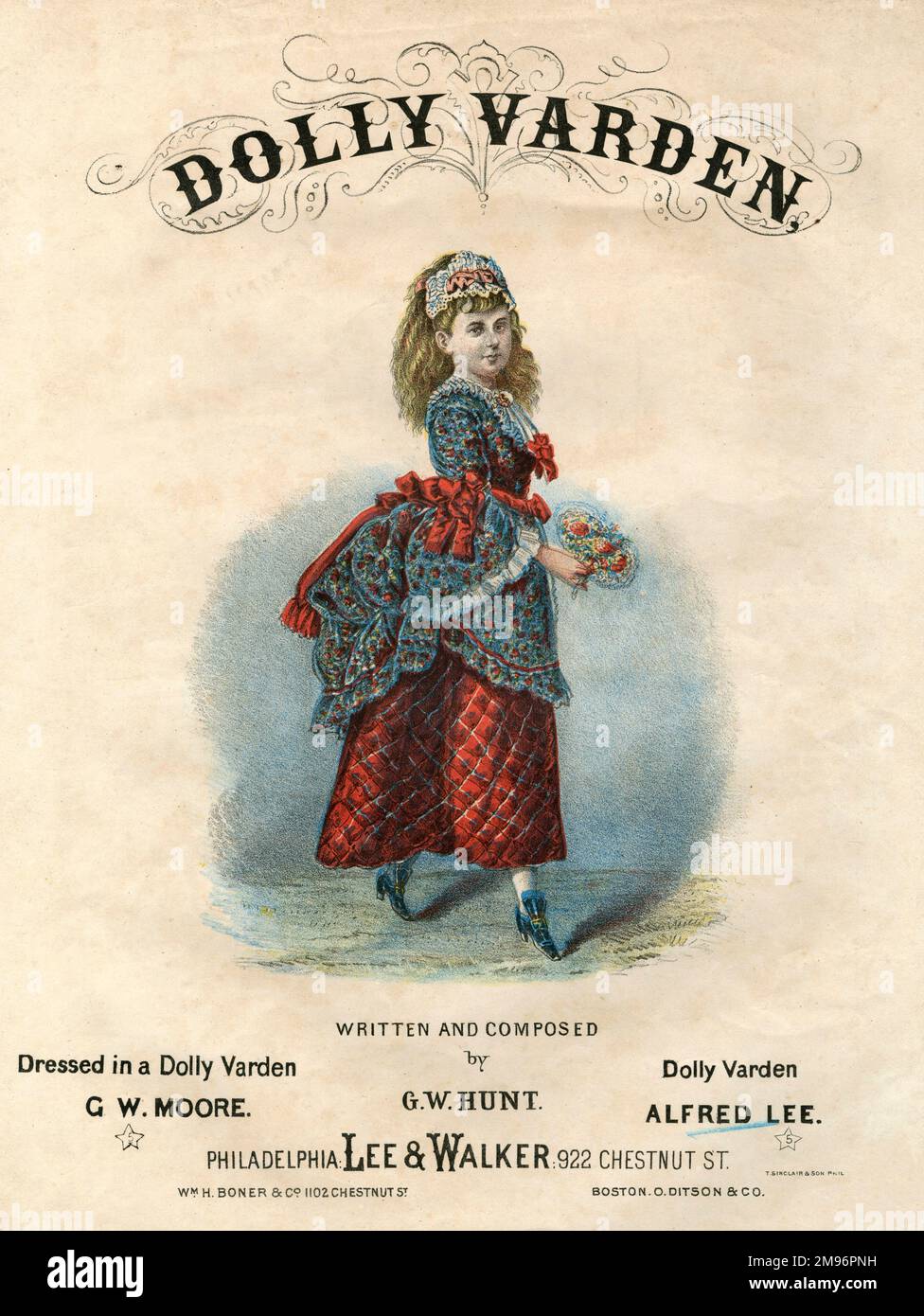 Dolly Varden Musikblatt - geschrieben und komponiert von G W Hunt Stockfoto