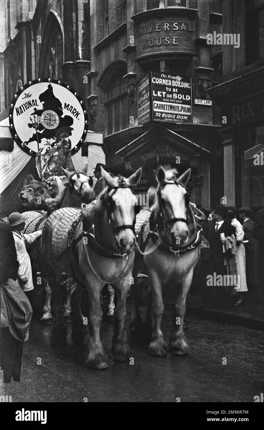 Landsleute mit Pferden in der Love Lane, City of London. Stockfoto