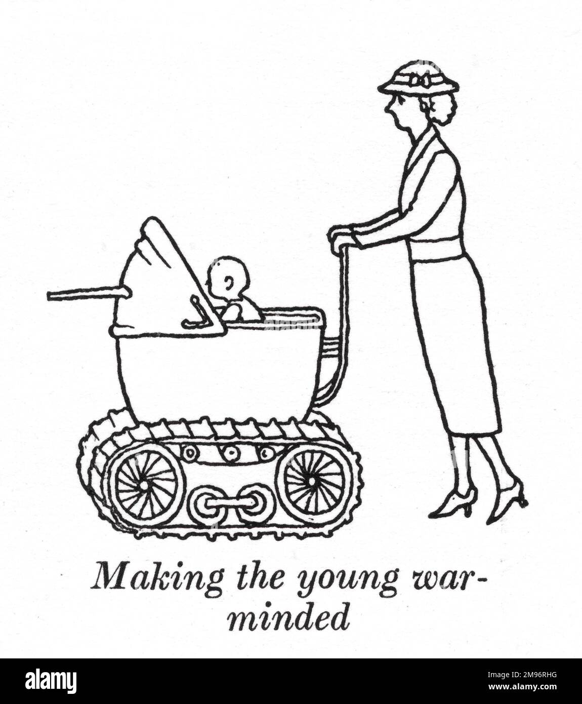 Heath Robinson - Wartime Cartoons - Zweiter Weltkrieg. Die jungen Krieger zu gewinnen. Stockfoto