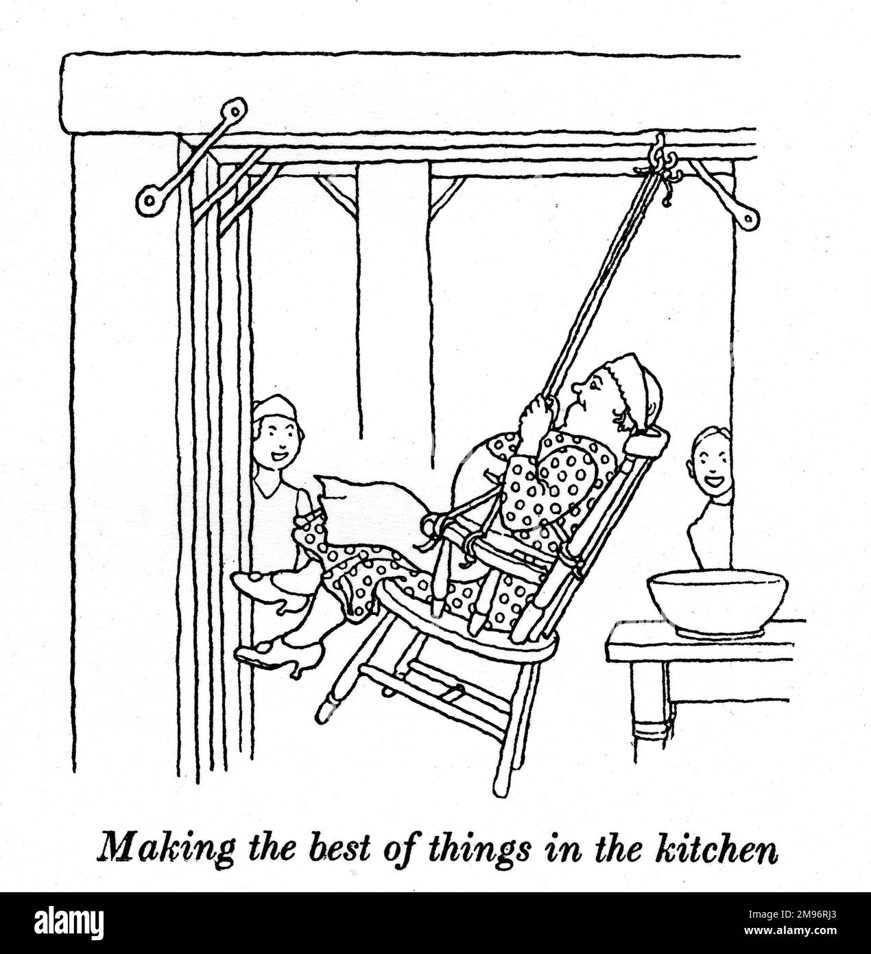 Heath Robinson - Wartime Cartoons - Zweiter Weltkrieg. Das Beste aus der Küche machen. Stockfoto