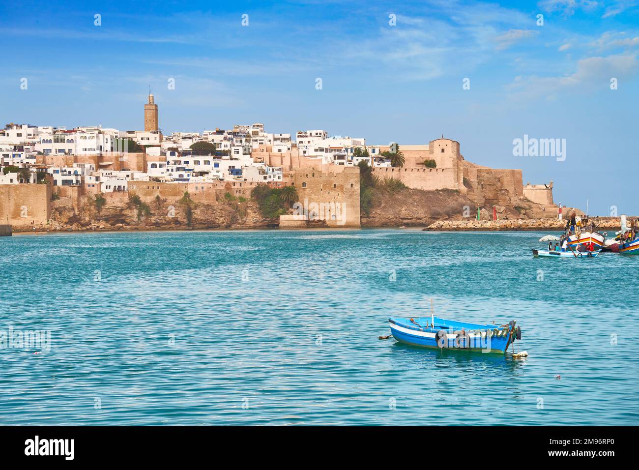 Blick auf den Fluss Bou Regreg und die Kasbah der Udayas, Rabat, Marokko, Afrika, UNESCO Stockfoto