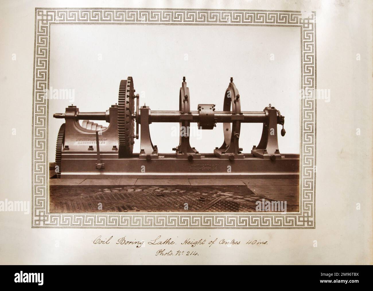 Spiralbohrmaschine. Höhe der Mittelpunkte 40 Zoll Stockfoto