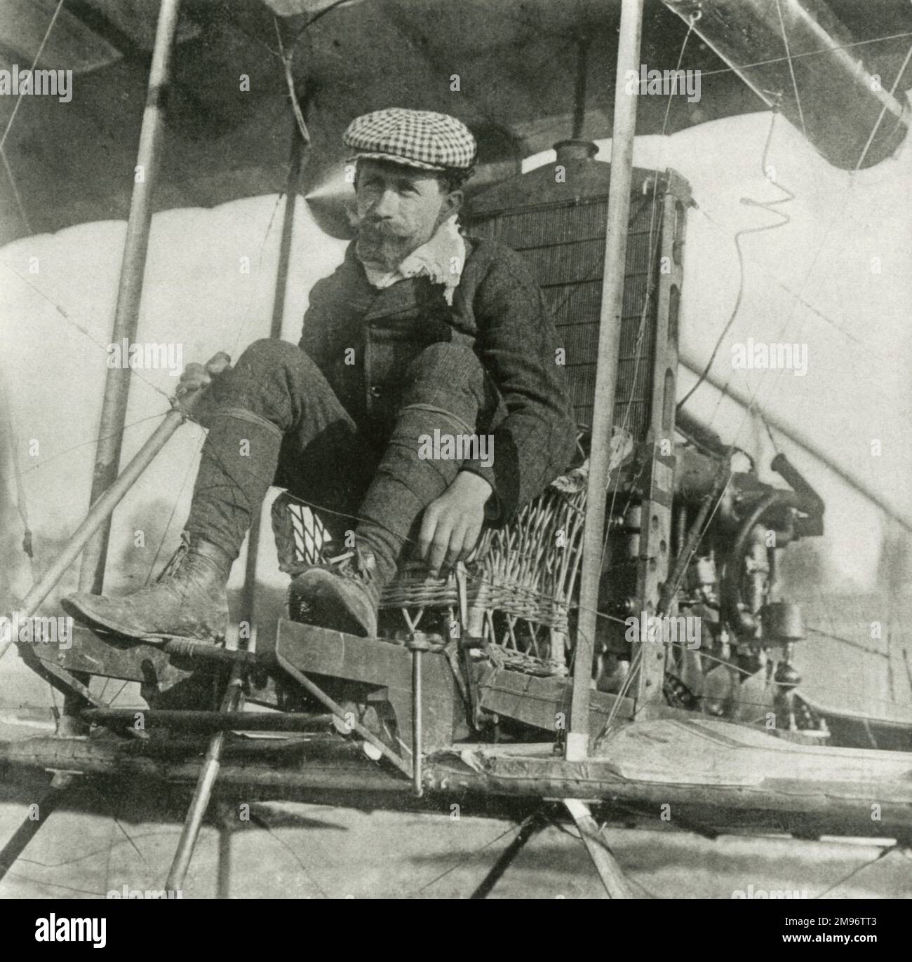 ?Wicker Stuhl- und Fußsteuerung von Ailerons im Sommer?s Farman Biplane?, ?Fahrzeuge der Luft? Von Victor Lougheed, S. 440a Stockfoto