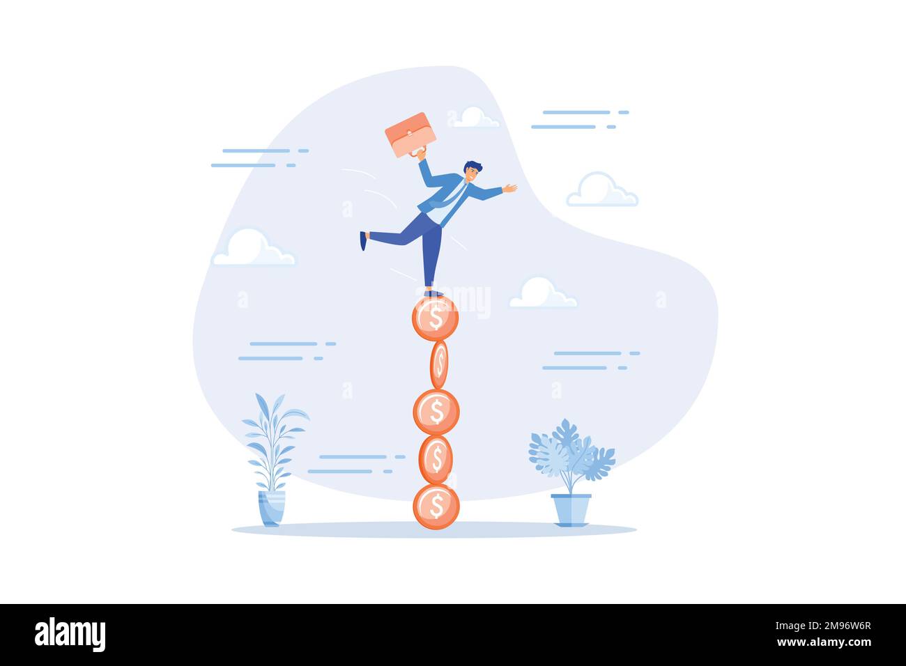 Finanzielle Instabilität, Unsicherheit oder instabiler Investitionsmarkt, riskante Situation oder wirtschaftliche Rezession, Krisen- oder Konkurskonzept, Flat Vector Mod Stock Vektor