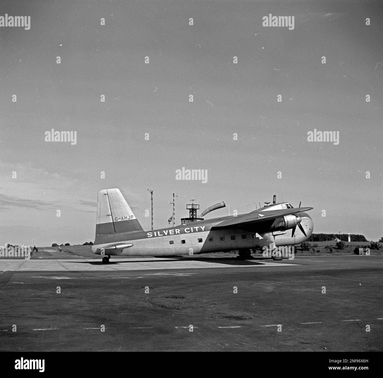 Bristol Freighter G-AHJP von Silver City Airways am Flughafen Lympne in Kent, England 1953.06.22 Stockfoto