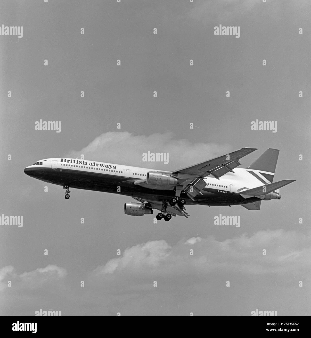 Geliefert 1975 Lockheed Tristar G-BBAH wurde von British Airways bis 1990 betrieben, als es von Caledonian übernommen wurde Stockfoto