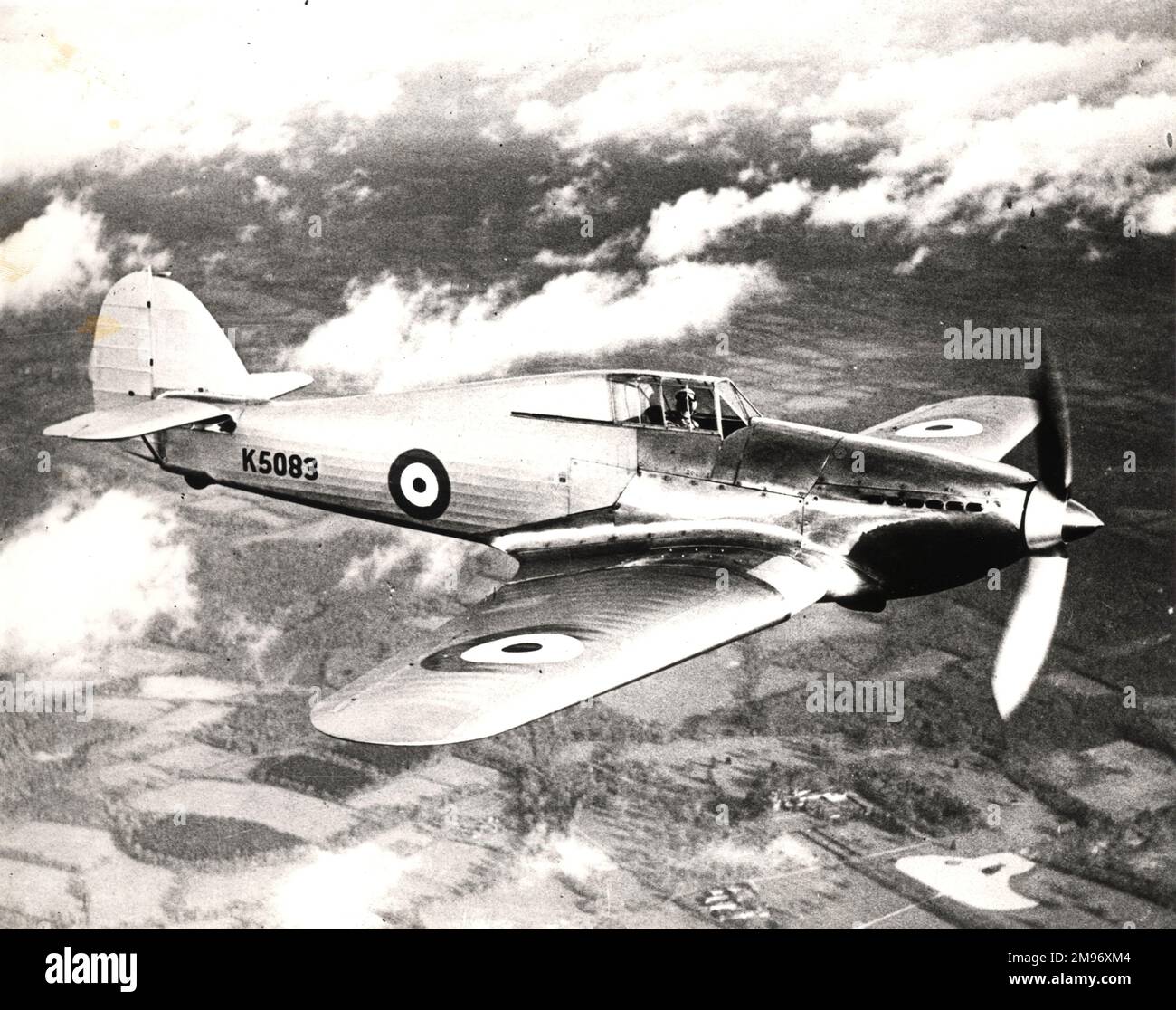 Hawker Hurricane Prototyp, K5083, in der Luft. Stockfoto