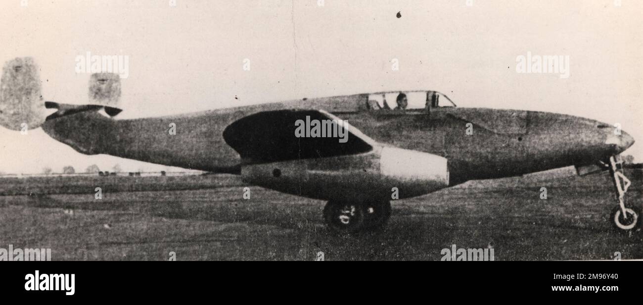 Heinkel He280 Versuchsjäger mit zweimotorigen Düsenflugzeugen. Stockfoto