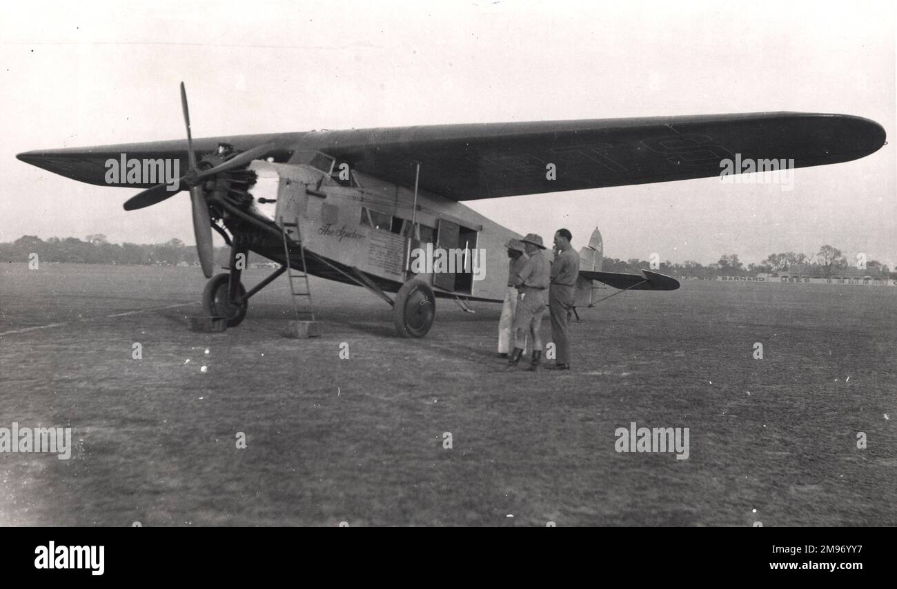 Fokker FVIIa, G-EBTS, die Spinne, die in 20 ½ Tagen von Captain C.D. zum Cpae und zurück geflogen wurde Barnard. Stockfoto