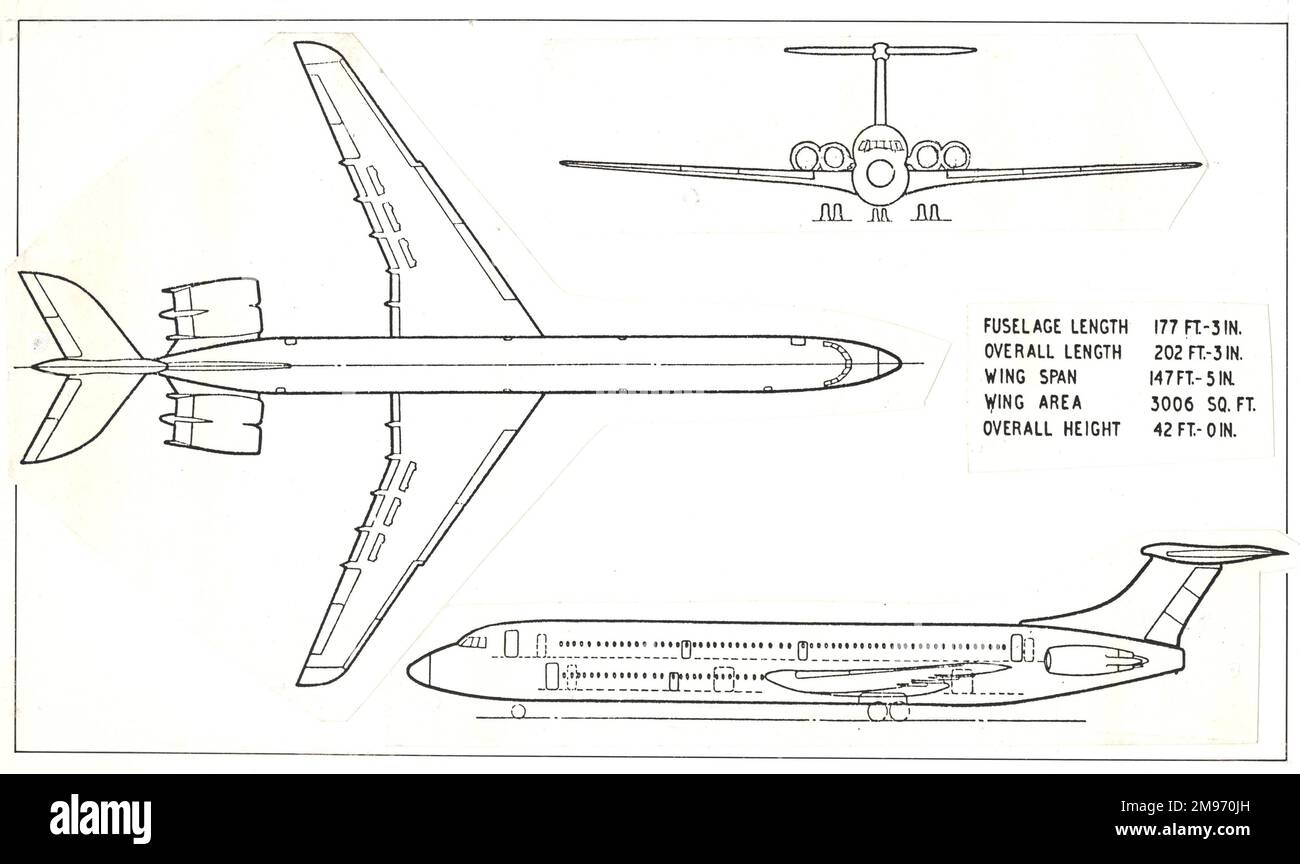 Eine GA des BAC Doppeldeck Super VC10-Projekts. Stockfoto