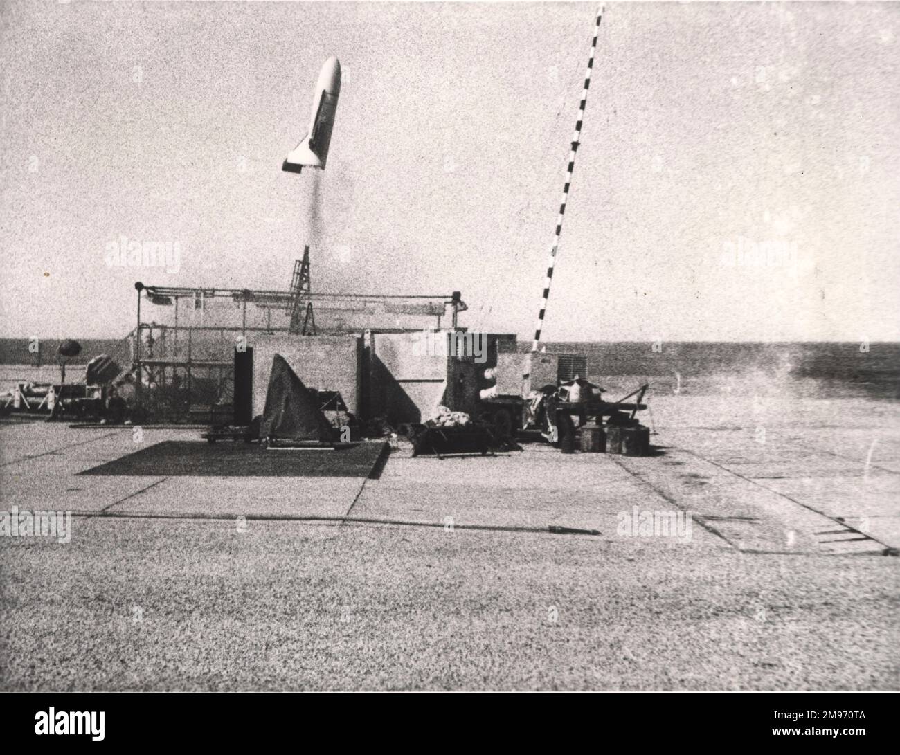 Fairey VTO Delta-Flügel Forschungsrakete wird kurz nach dem Start in Woomera getestet. Stockfoto