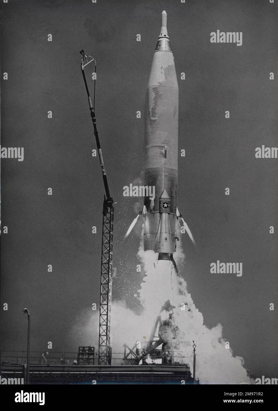 Ein Teststart vom Raketentestzentrum der Luftwaffe in Cape Canaveral eines Convair Atlas D ICBM. Mai 1960. Stockfoto
