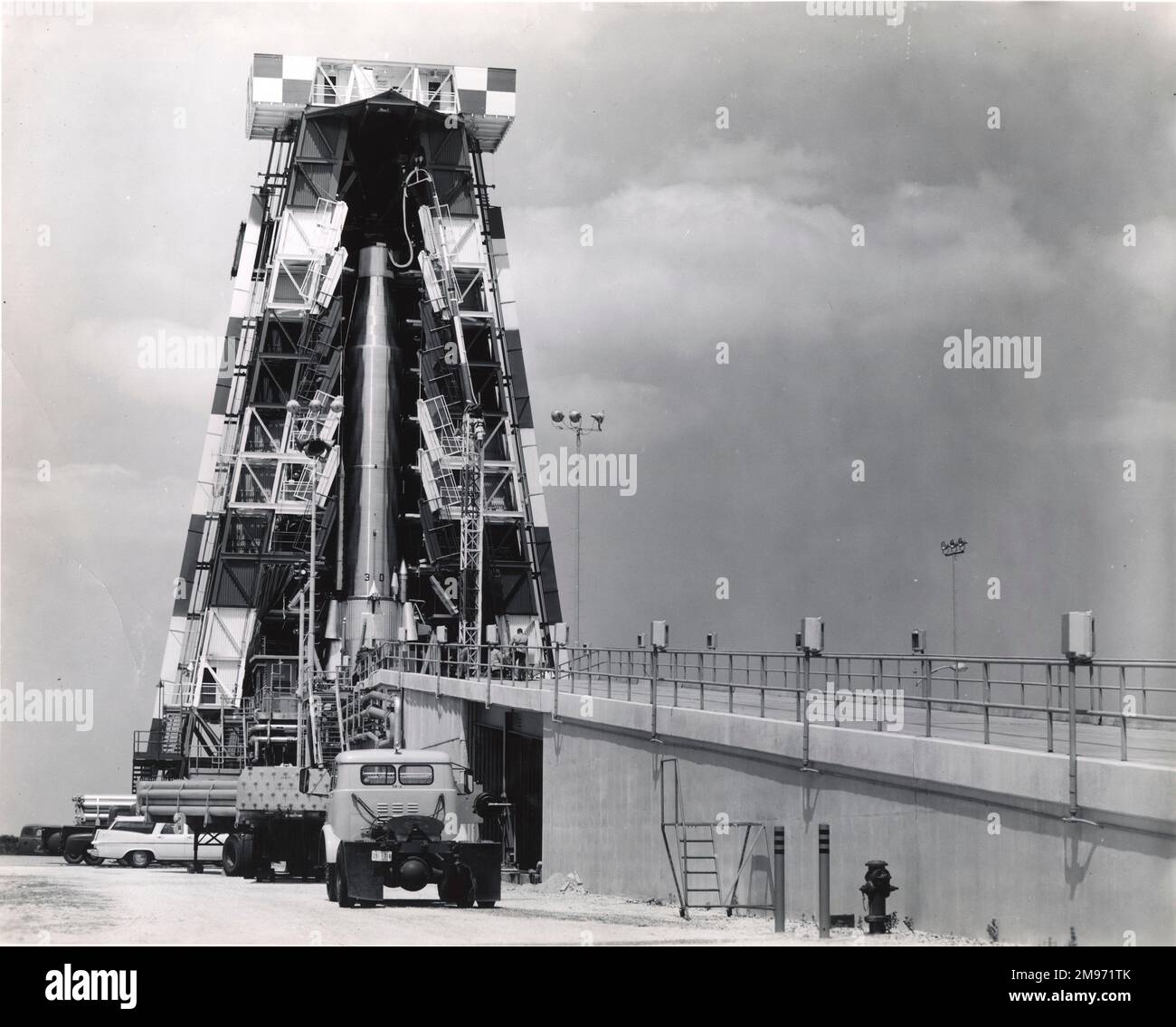 Ein Konvair Atlas 3D ICBM im Air Force Raketenprüfzentrum, Patrick AFB, Florida. April 1959. Stockfoto