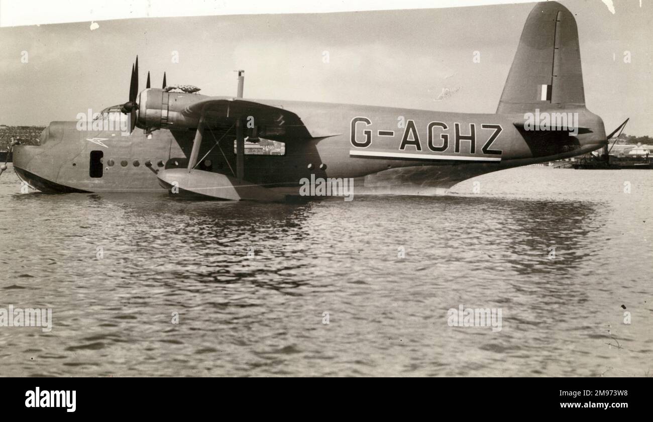 Entmilitarisierte Short Sunderland III, G-AGHZ, Hawkesbury, betrieben von BOAC. Stockfoto