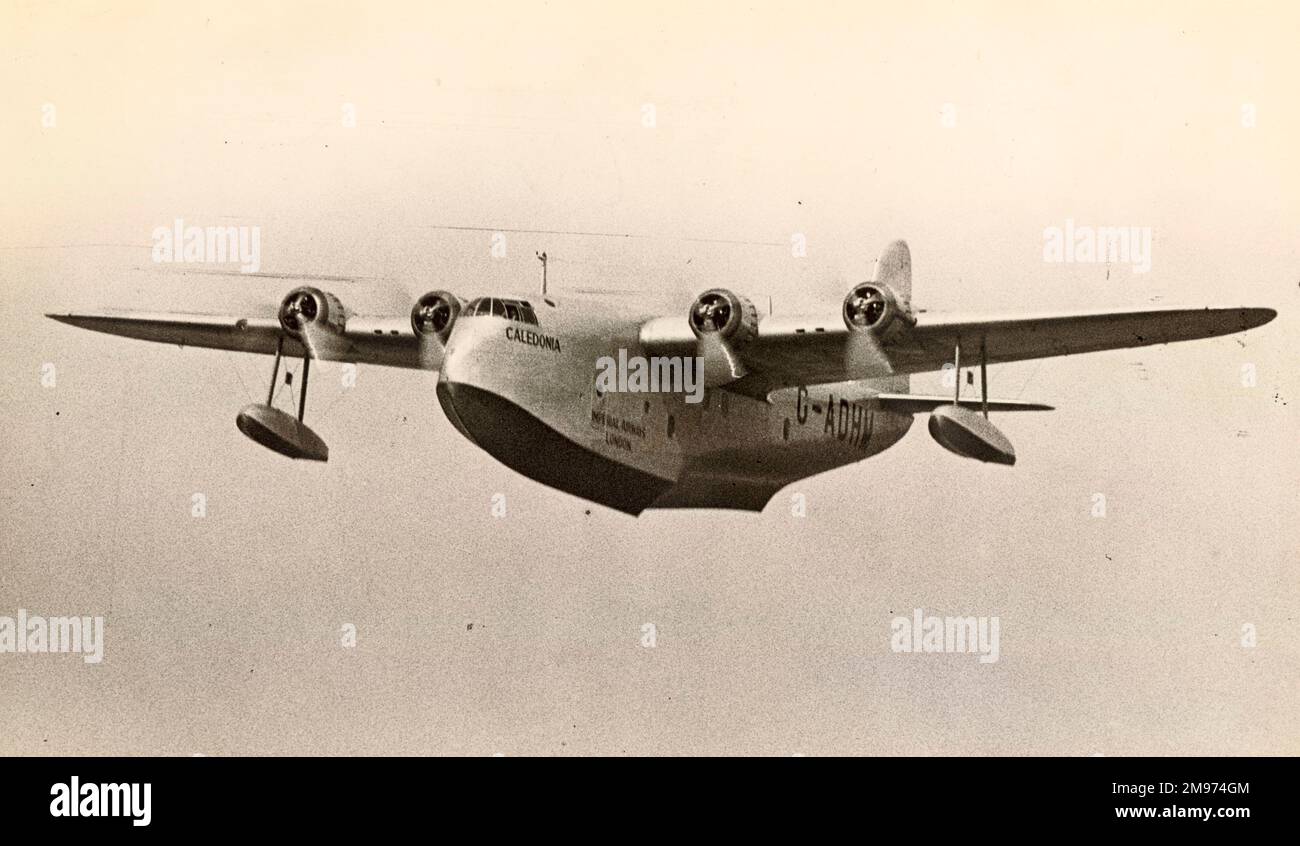 Short S23 Empire Flying Boat, G-ADHM, Kaledonien, während seines ersten Fluges. 11. September 1936 Stockfoto