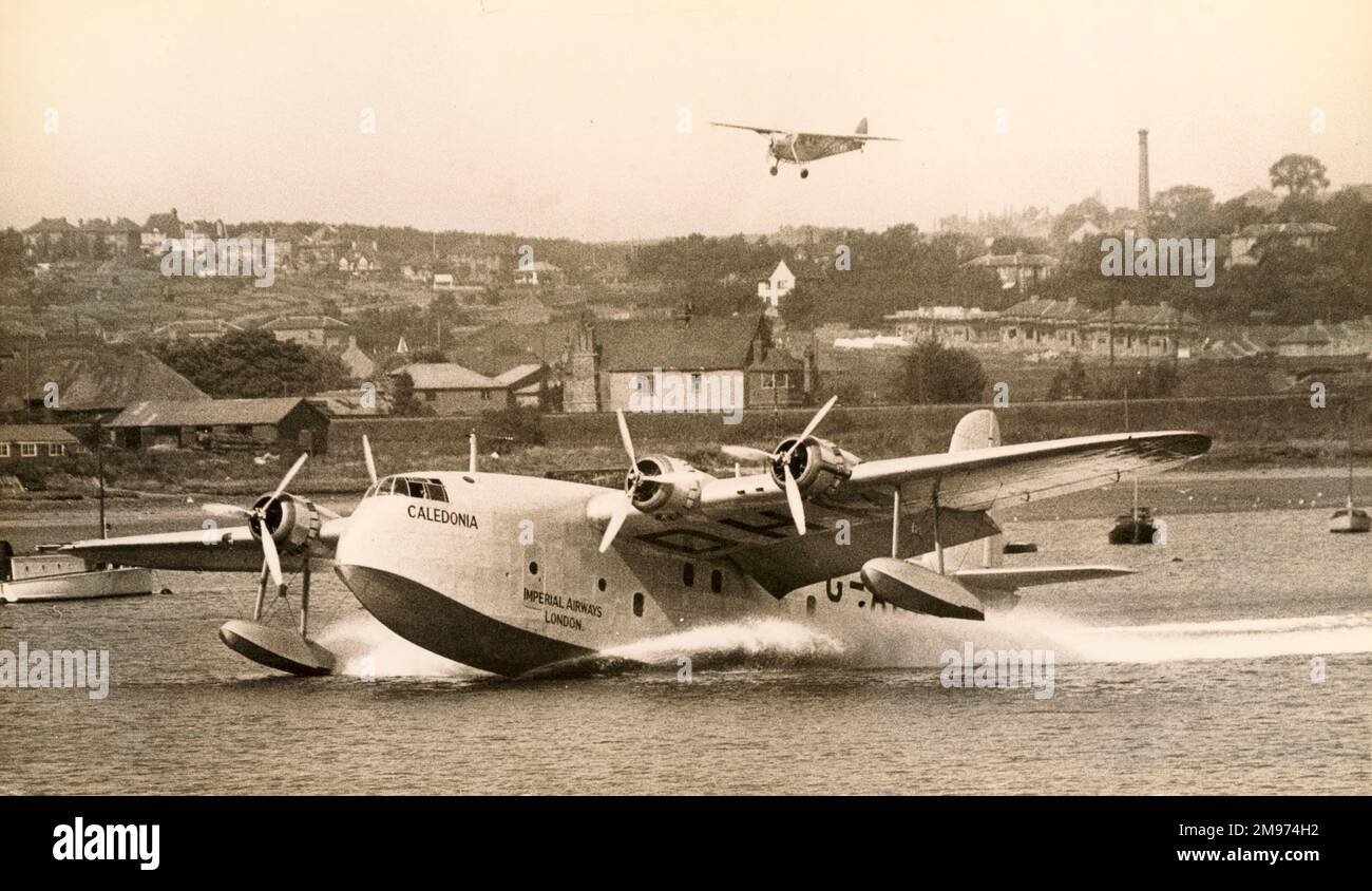 Short S23 Empire Flying Boat, G-ADHM, Kaledonien, zu Beginn seines ersten Fluges in Rochester. 11. September 1936 Stockfoto