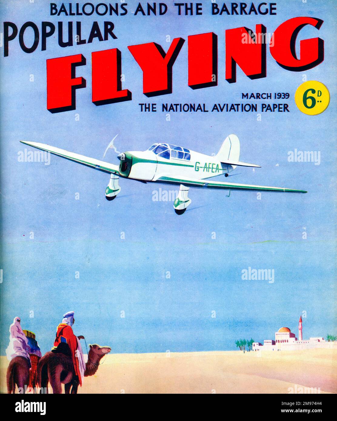 Titelseite von Popular Flying, März 1939. Stockfoto