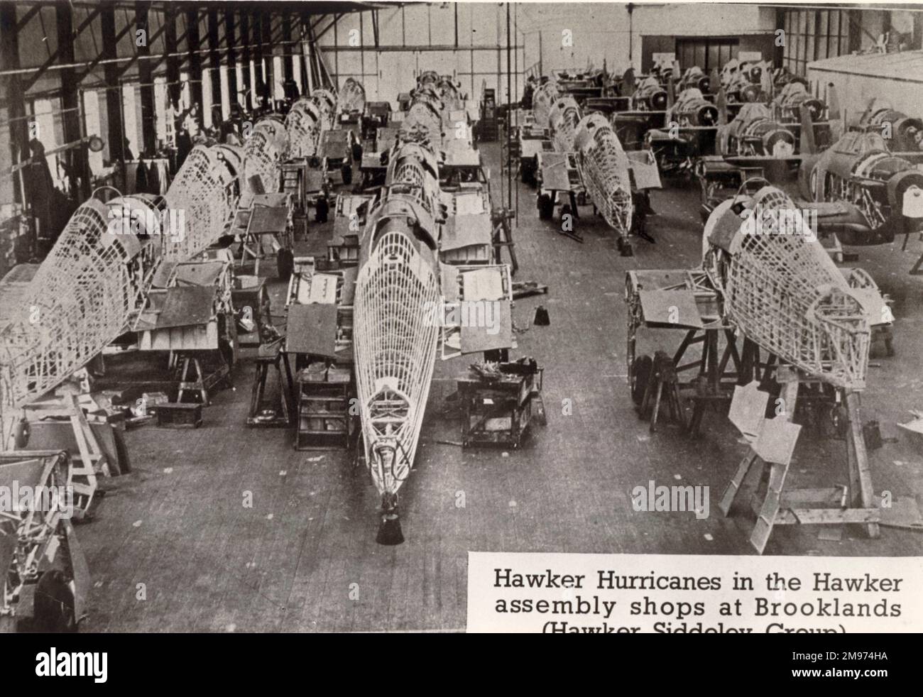 Hawker Hurricanes in den Hawker Montagewerkstätten in Brooklands. Stockfoto