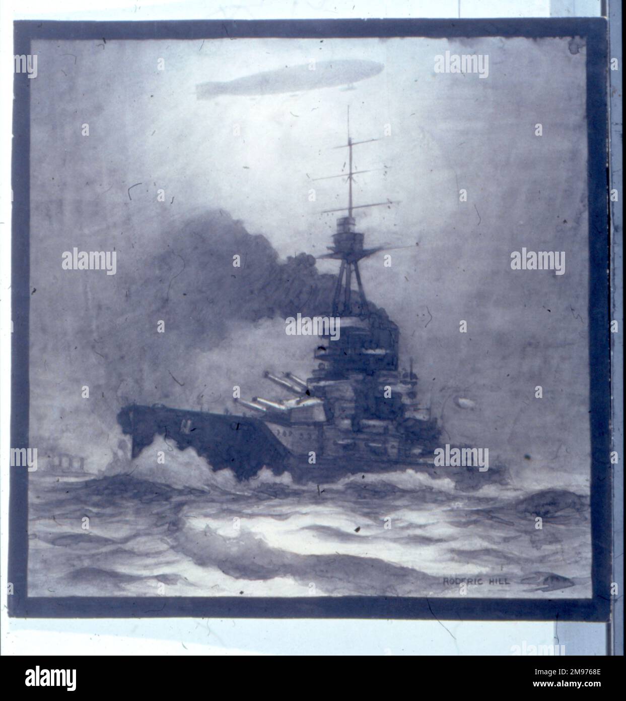 Schiffe, die in der Nacht vorbeifahren. Originalzeichnung mit feinem Stift (29cm x 29cm), reproduziert in Flug 17. März 1919. Roderic Hill-Zeichnung. Stockfoto