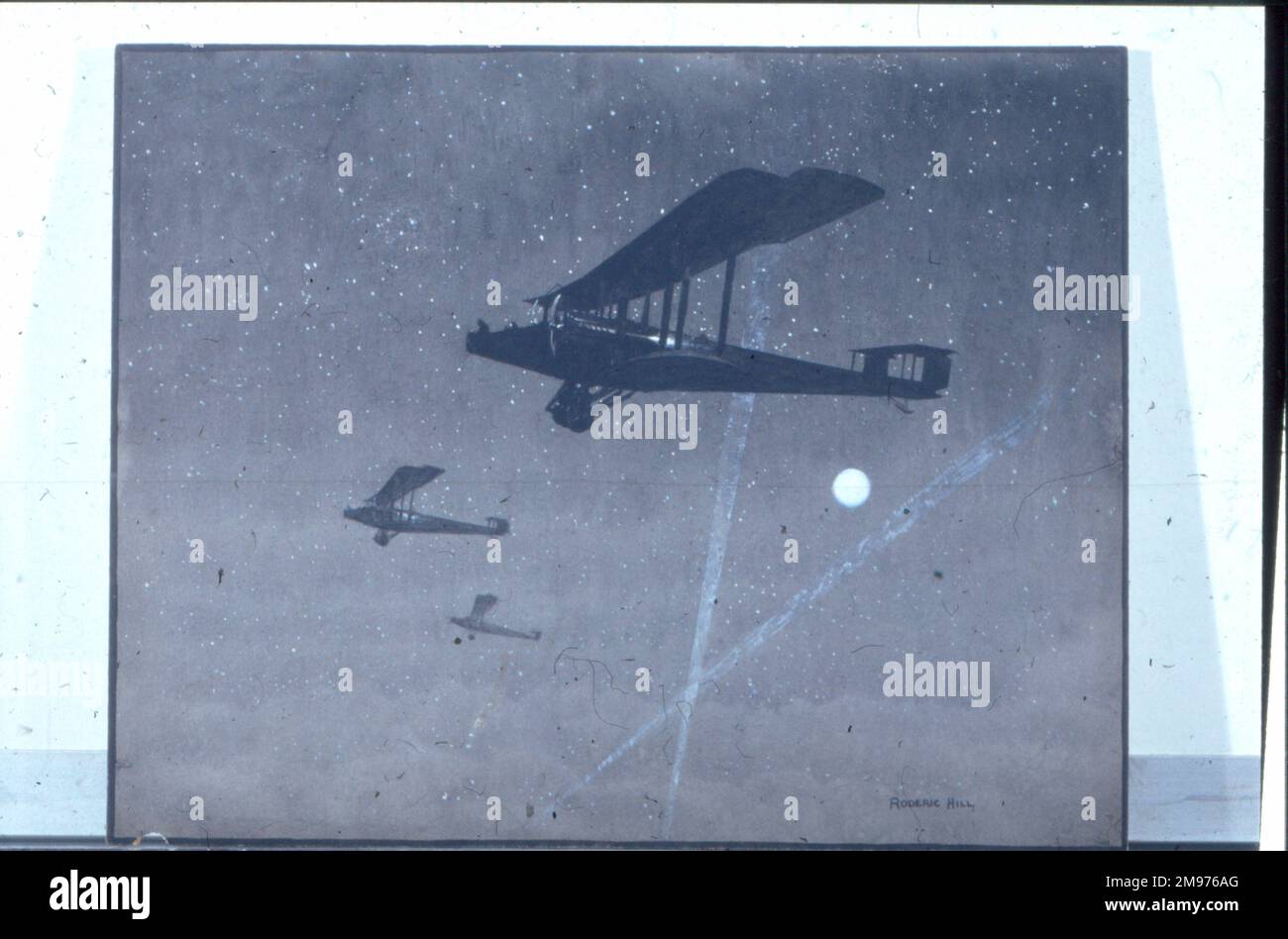 Und es kam vorbei. Originalzeichnung mit feinem Stift (29cm x 23cm), reproduziert in Flug 17. März 1919. Roderic Hill-Zeichnung. Stockfoto