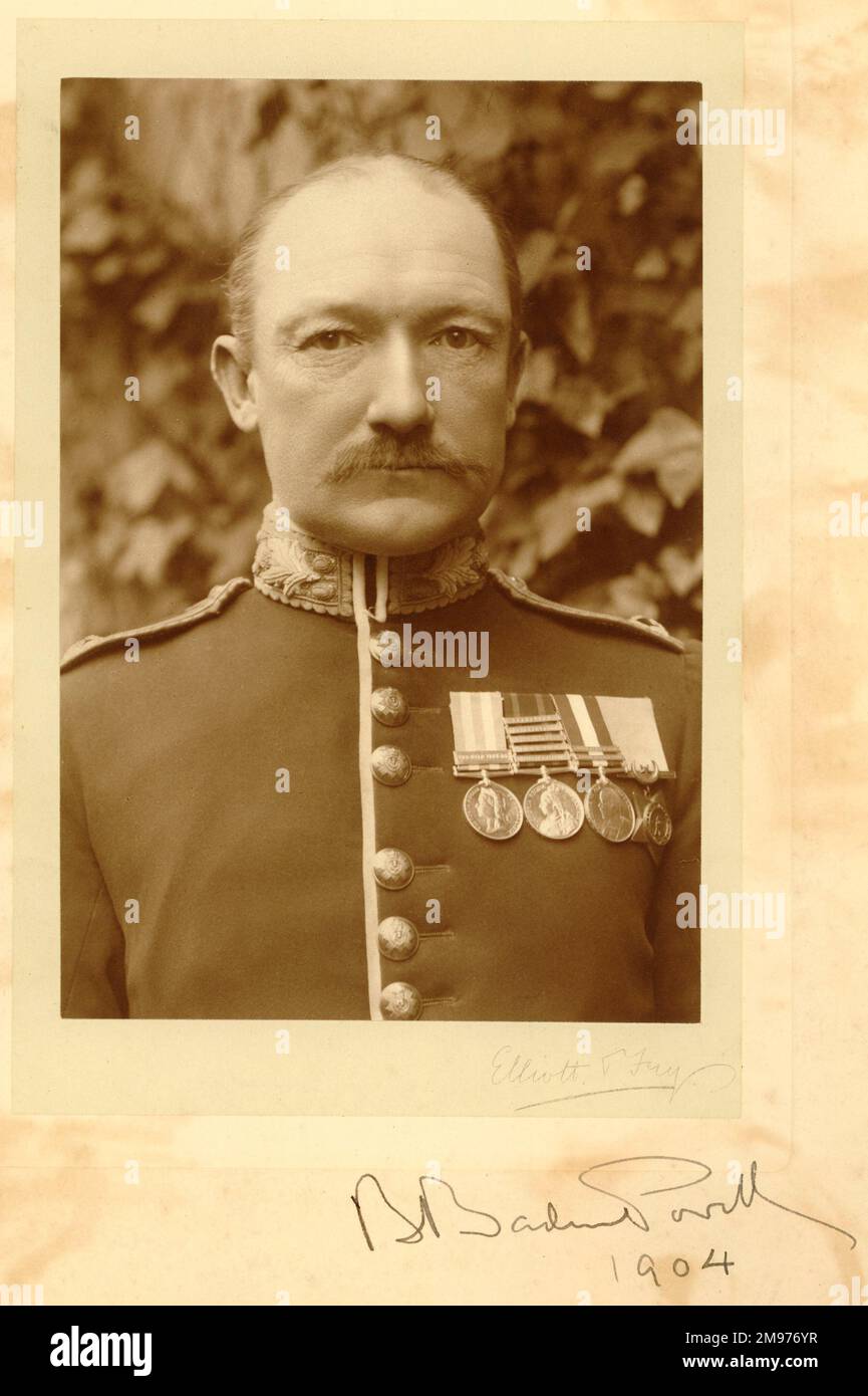 Major Baden Fletcher Smyth Baden-Powell (1860-1937). Unterschrieben. Stockfoto
