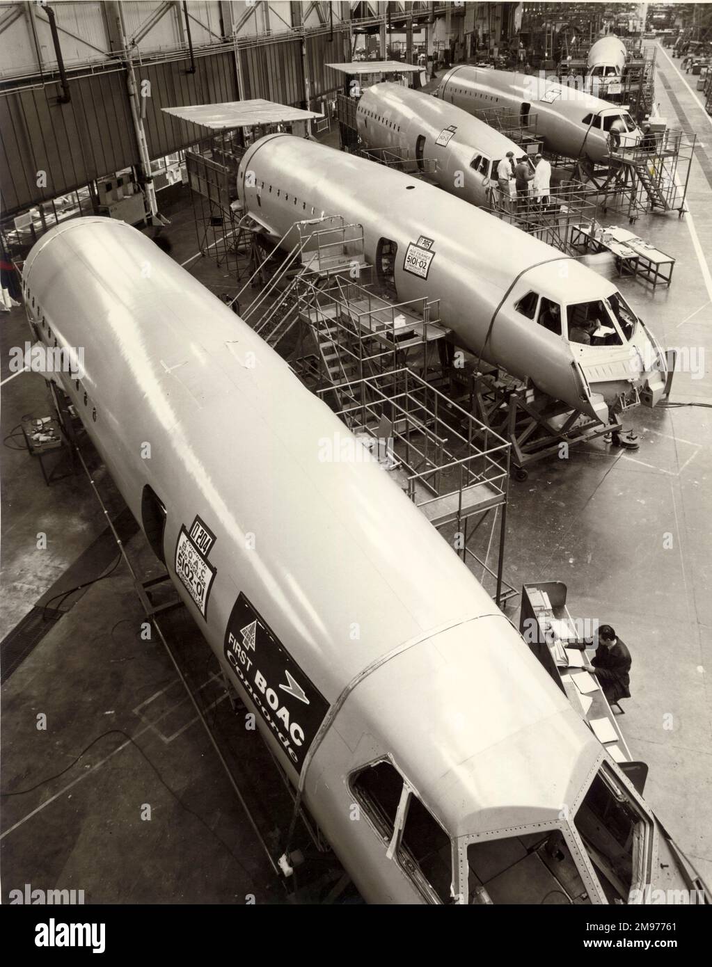 Concorde Nose- und Frontruhproduktion in Weybridge. Stockfoto
