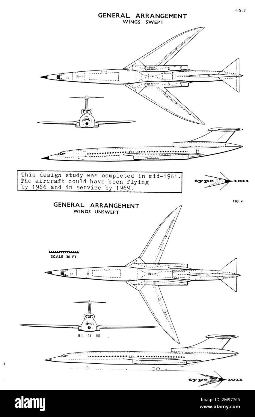 Hawker Siddeley-Studie über Überschalltransportflugzeuge. Stockfoto