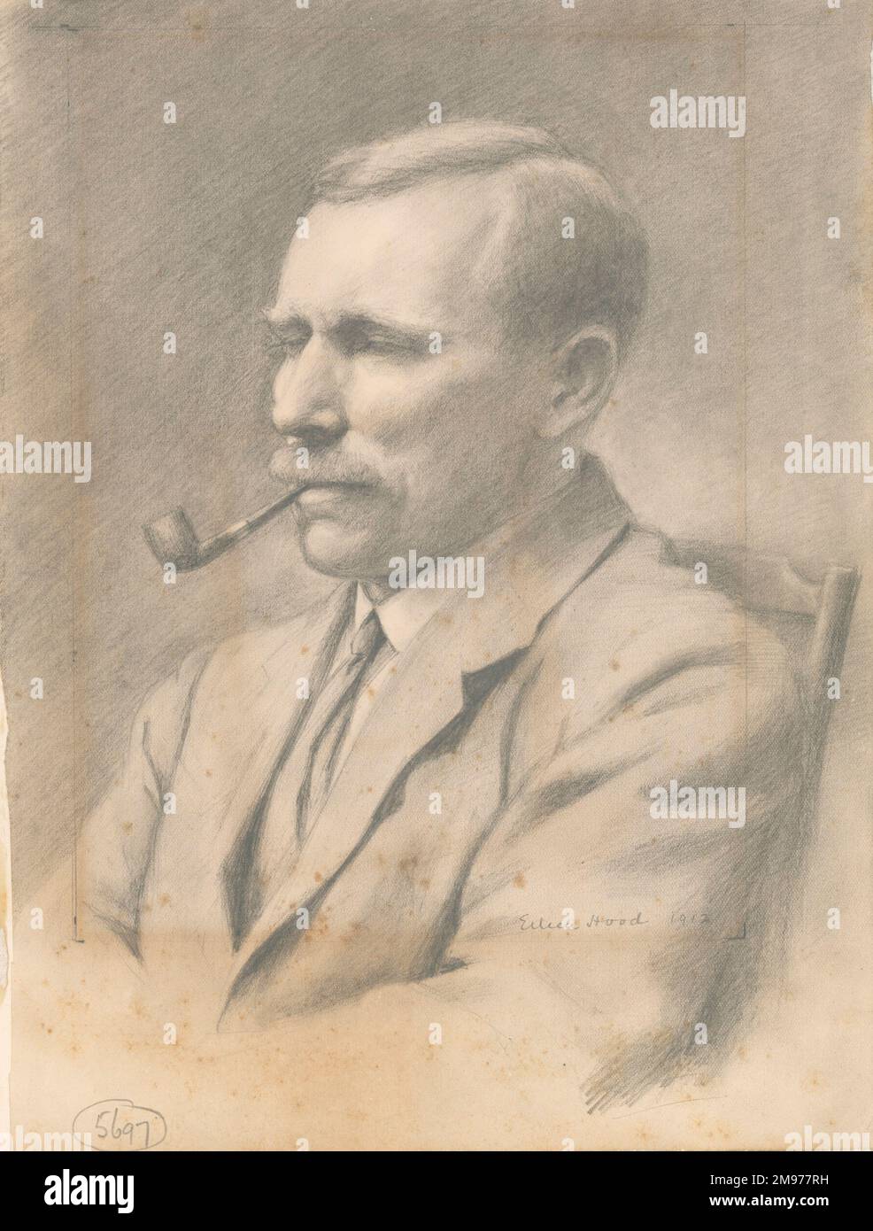 Bleistiftzeichnung von Charles Clement Walker (1877-1968) von de Havilland durch seine Frau Eileen Hood, 1912. Stockfoto