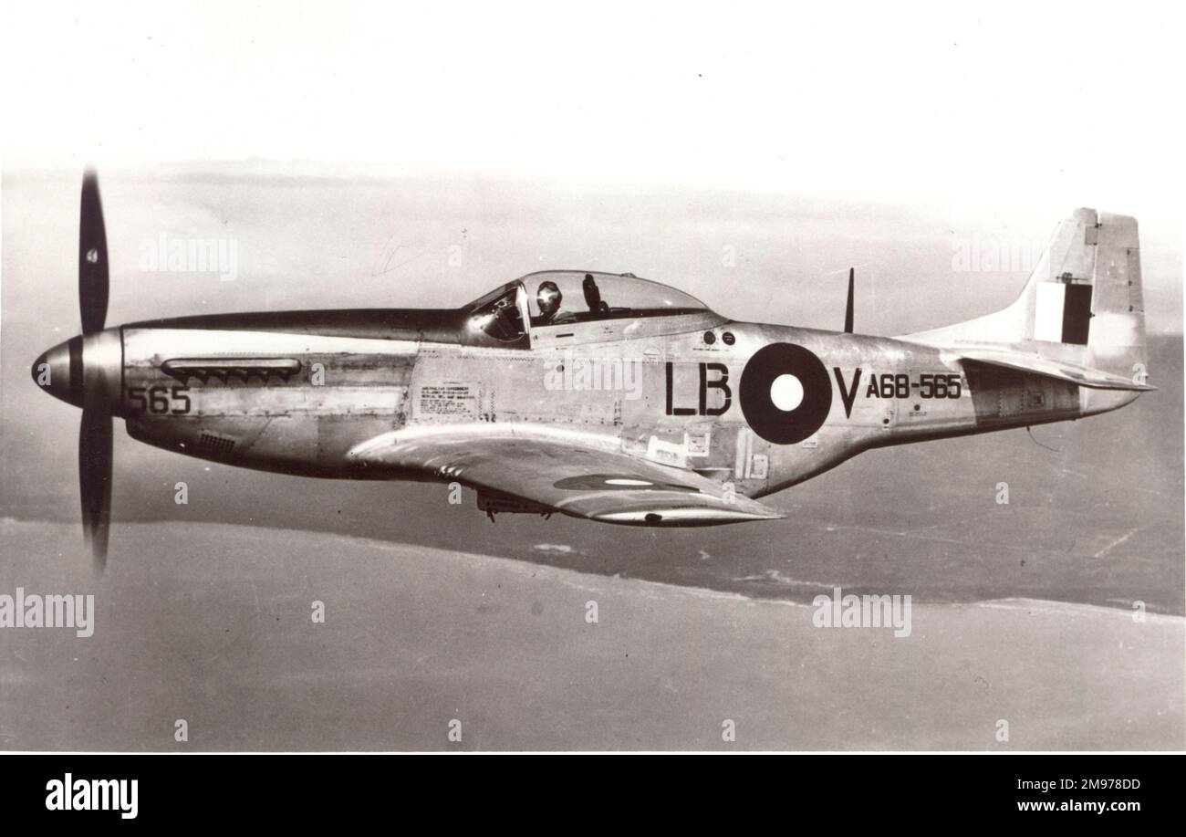 Nordamerikanische P-51K-10-NT Mustang IVA, A68-565, der Royal Australian Air Force. Stockfoto