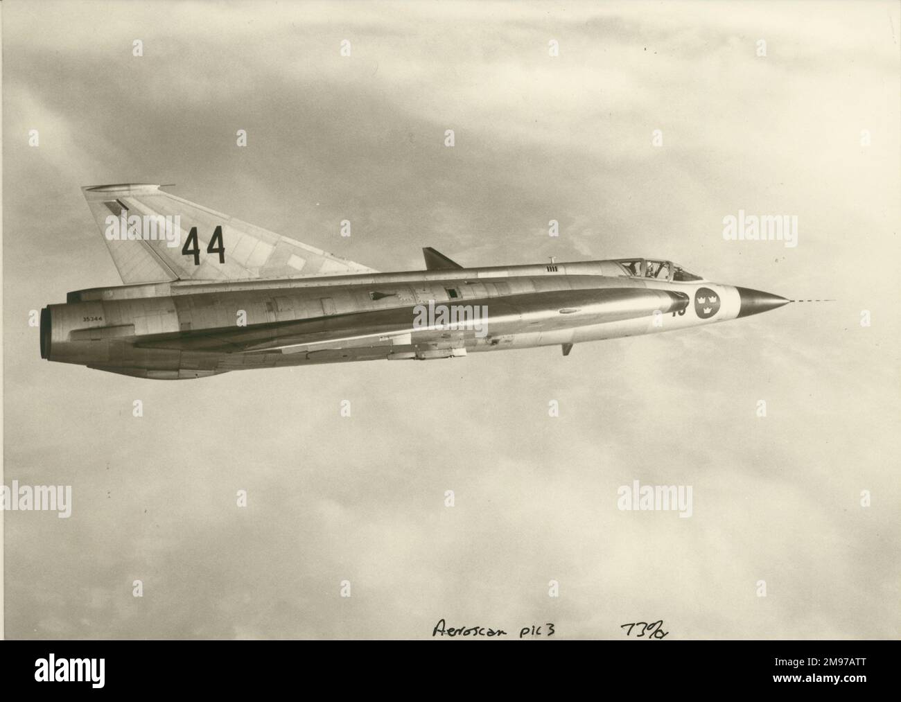 Saab J35D Draken von der österreichischen Luftwaffe gekauft. Stockfoto