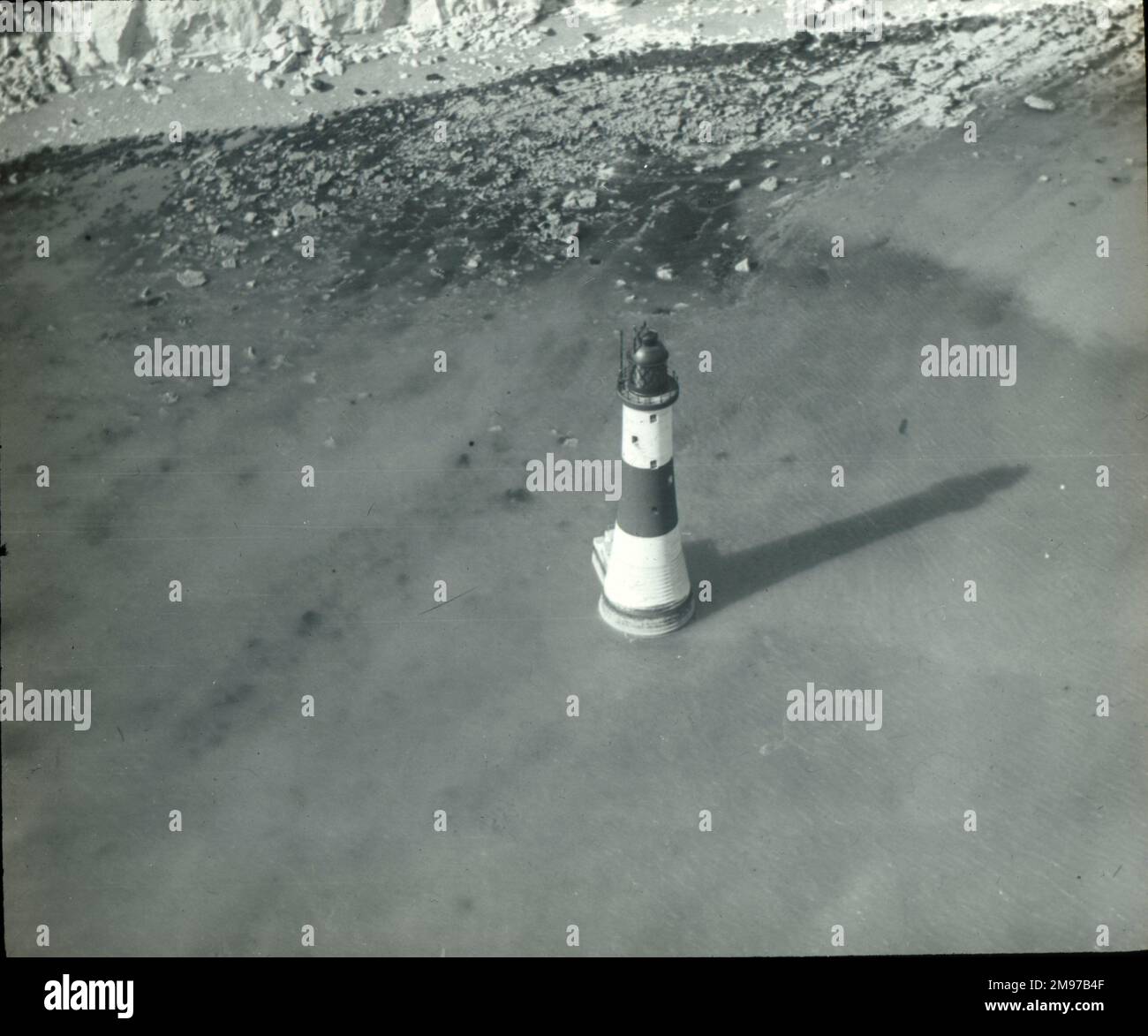 O.E. Simmonds aus der Vogelperspektive auf den Leuchtturm Beachy Head. Stockfoto