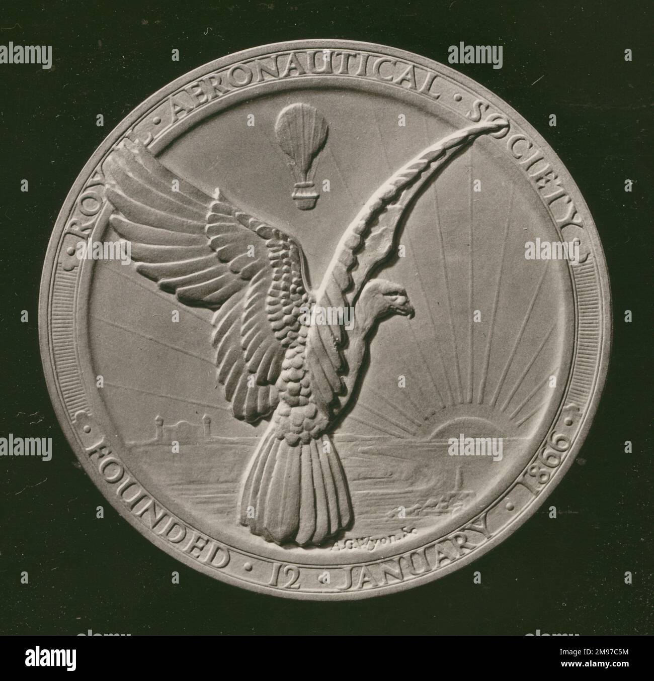 Britische Silbermedaille für Luftfahrt, obverse, 1933. Stockfoto